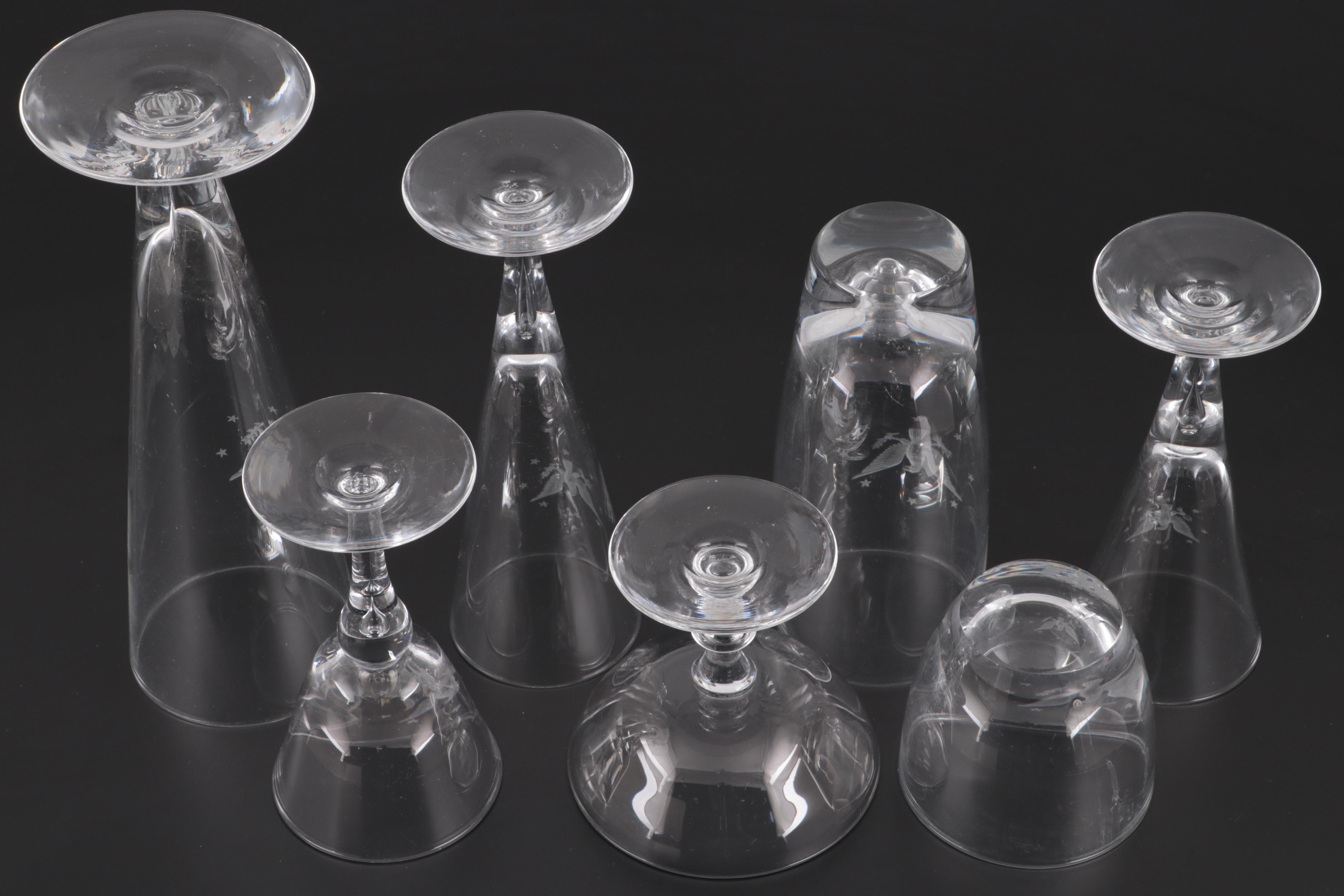 Steuben Etched Glassware for "USS Williamsburg" Presidential Yacht, Mid-20th C.