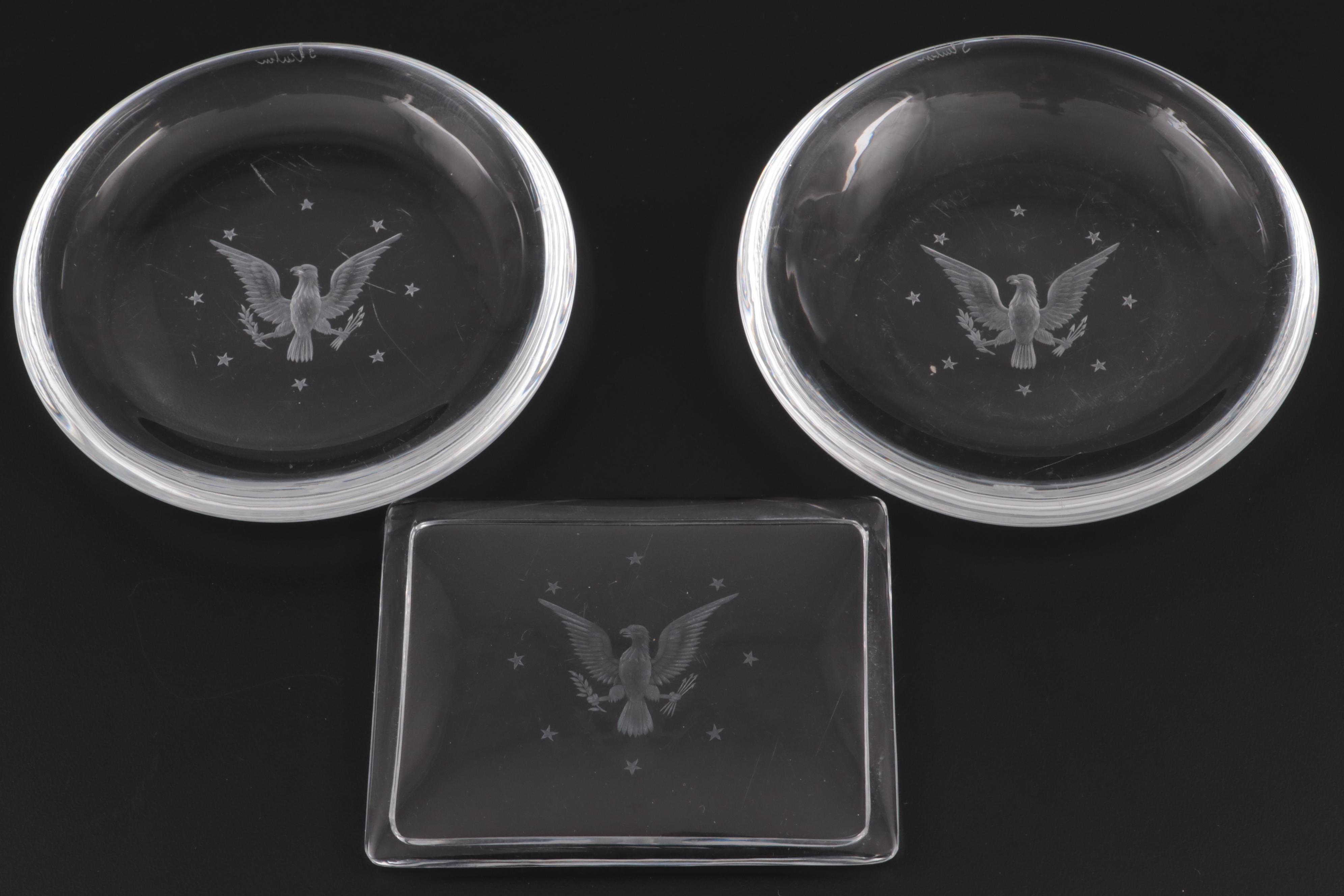 Steuben Etched Glassware for "USS Williamsburg" Presidential Yacht, Mid-20th C.