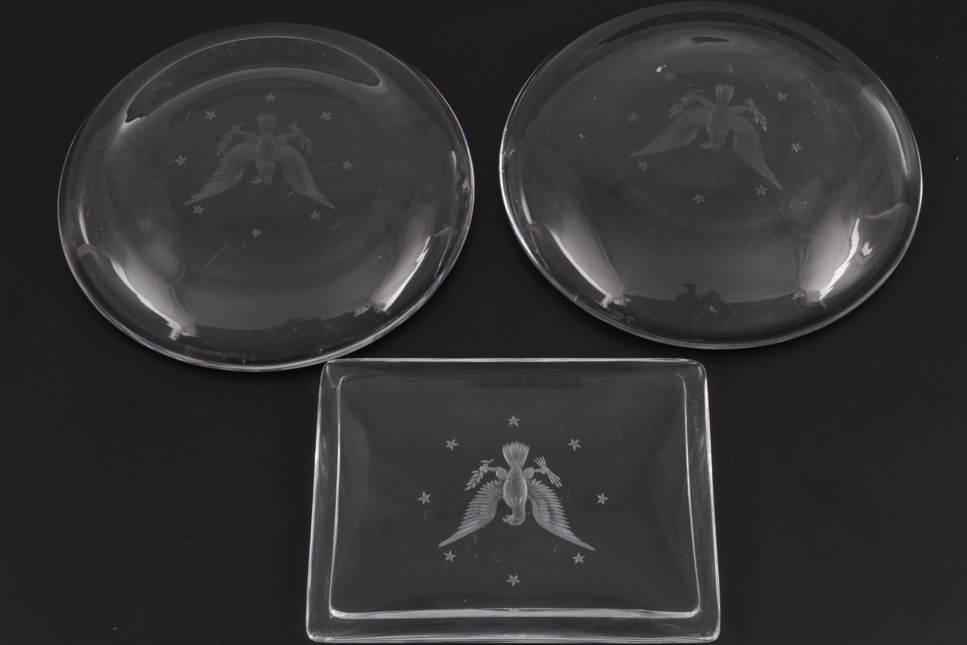 Steuben Etched Glassware for "USS Williamsburg" Presidential Yacht, Mid-20th C.