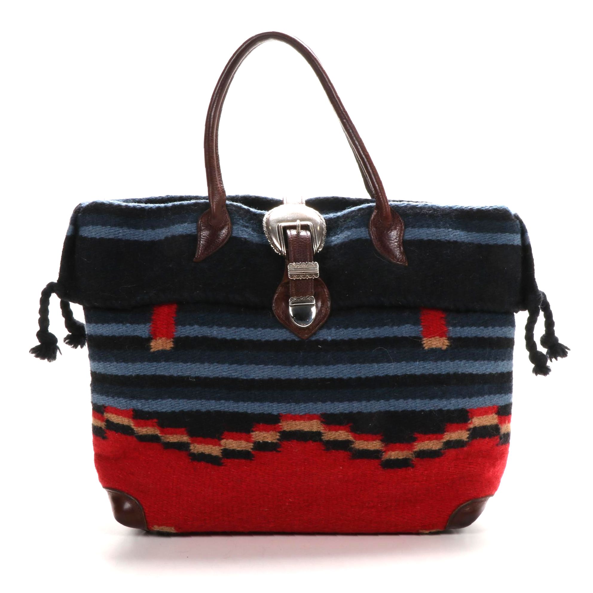 Two Bar West Saddle Blanket Tote with Leather Trim