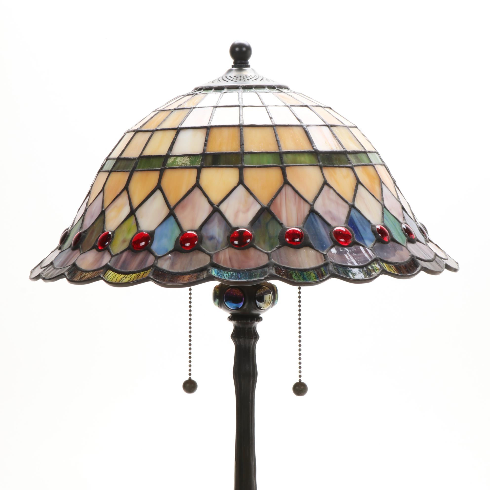 Quoizel Inc. Slag Glass Table Lamp, Late 20th Century