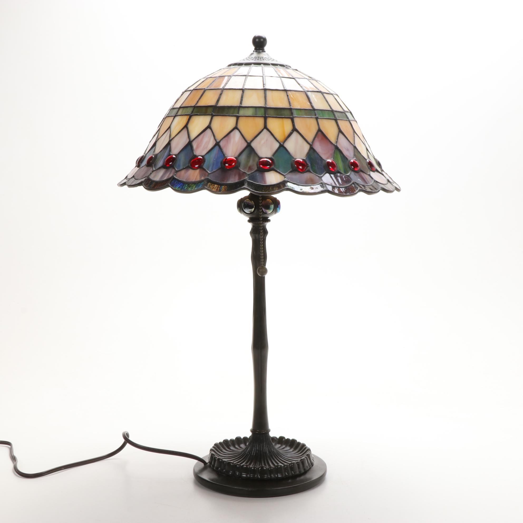 Quoizel Inc. Slag Glass Table Lamp, Late 20th Century