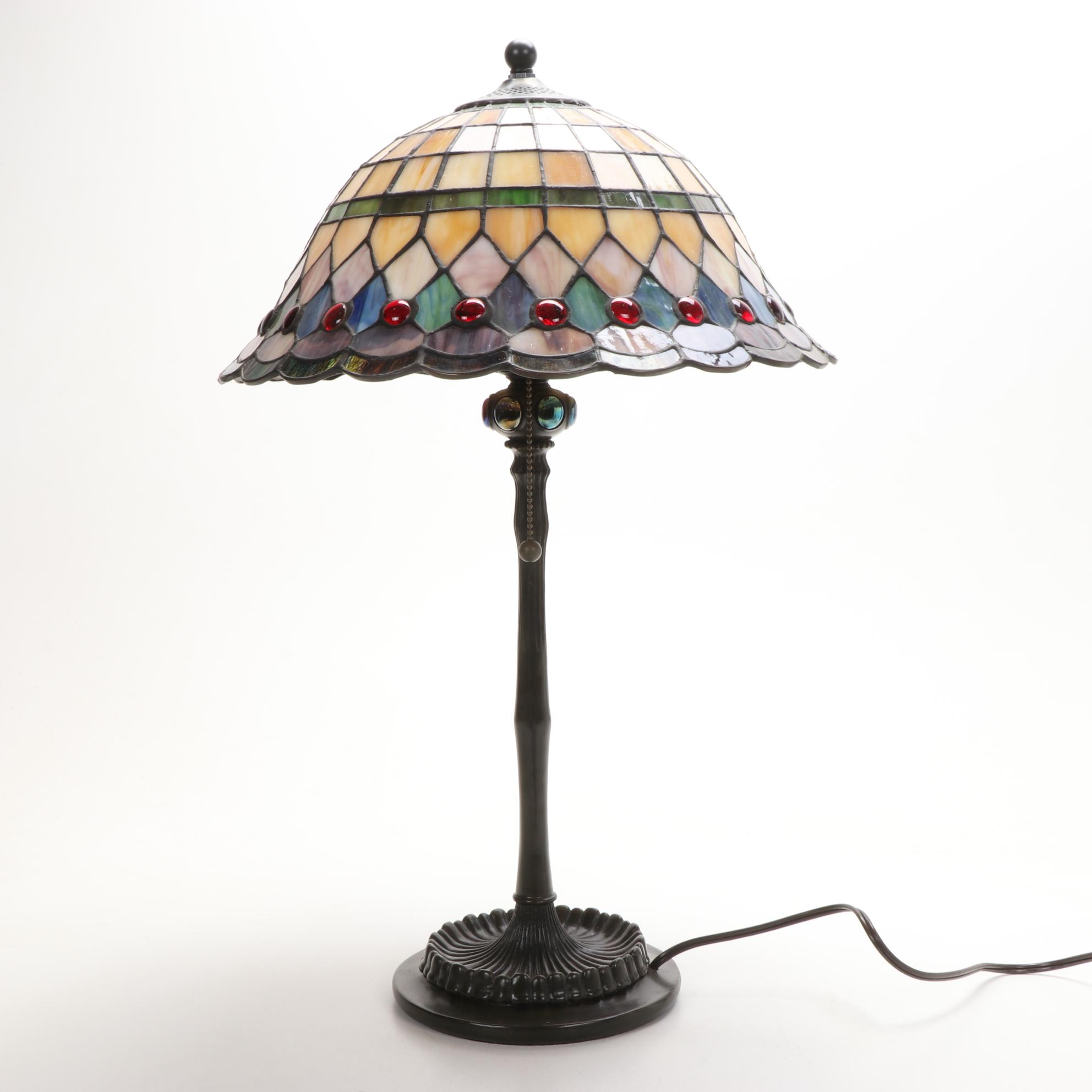 Quoizel Inc. Slag Glass Table Lamp, Late 20th Century