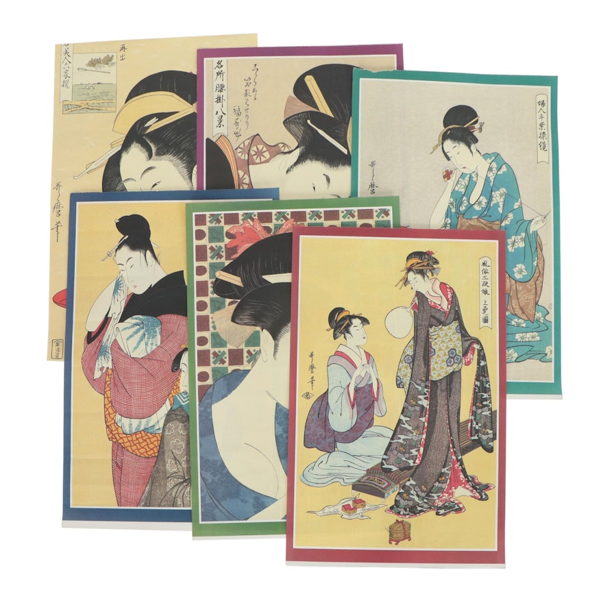 Offset Lithographs After Kitagawa Utamaro, Late 20th Century