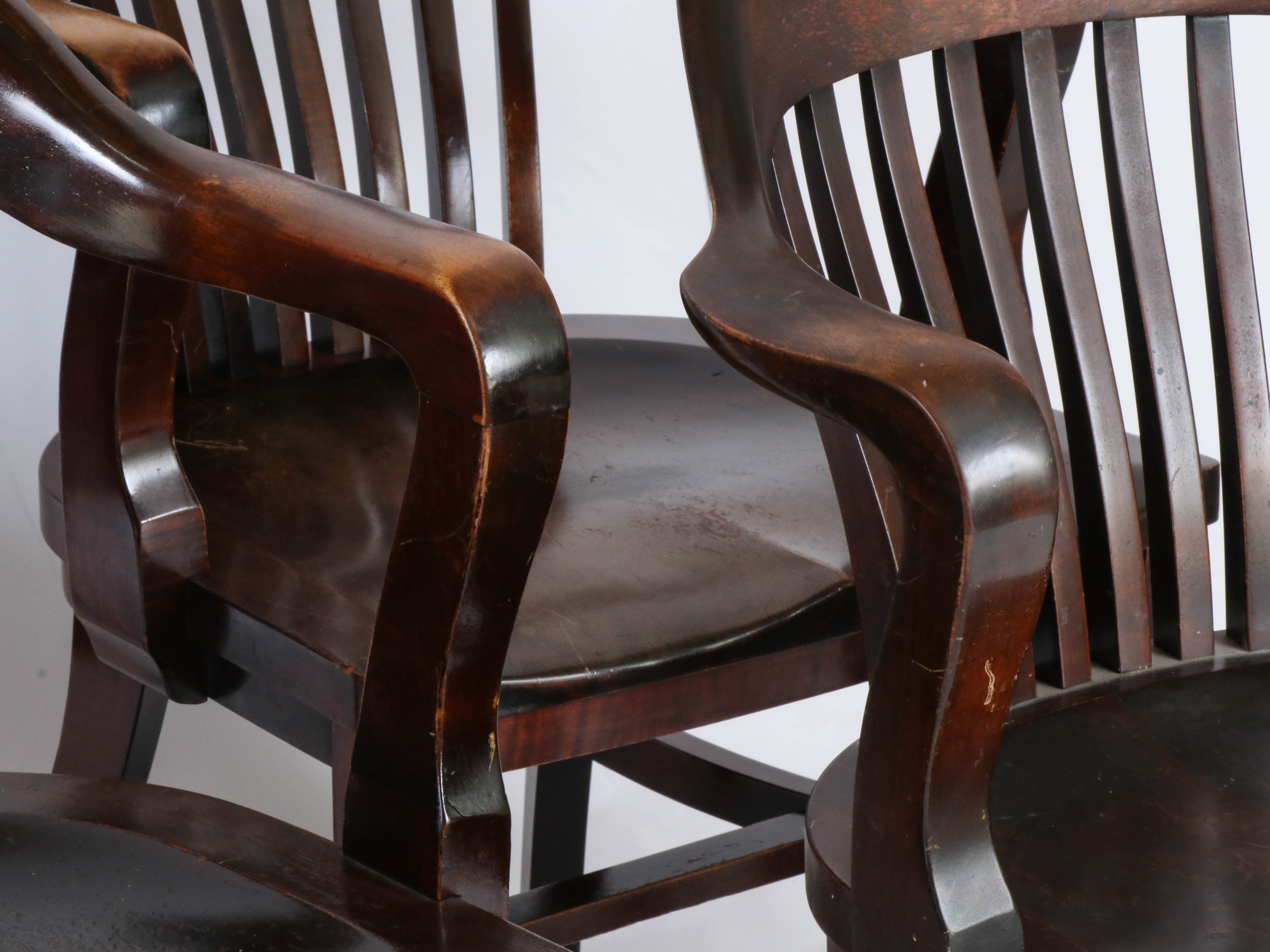 B.L. Marble Chair Co. Oak Office Armchairs, 20th Century