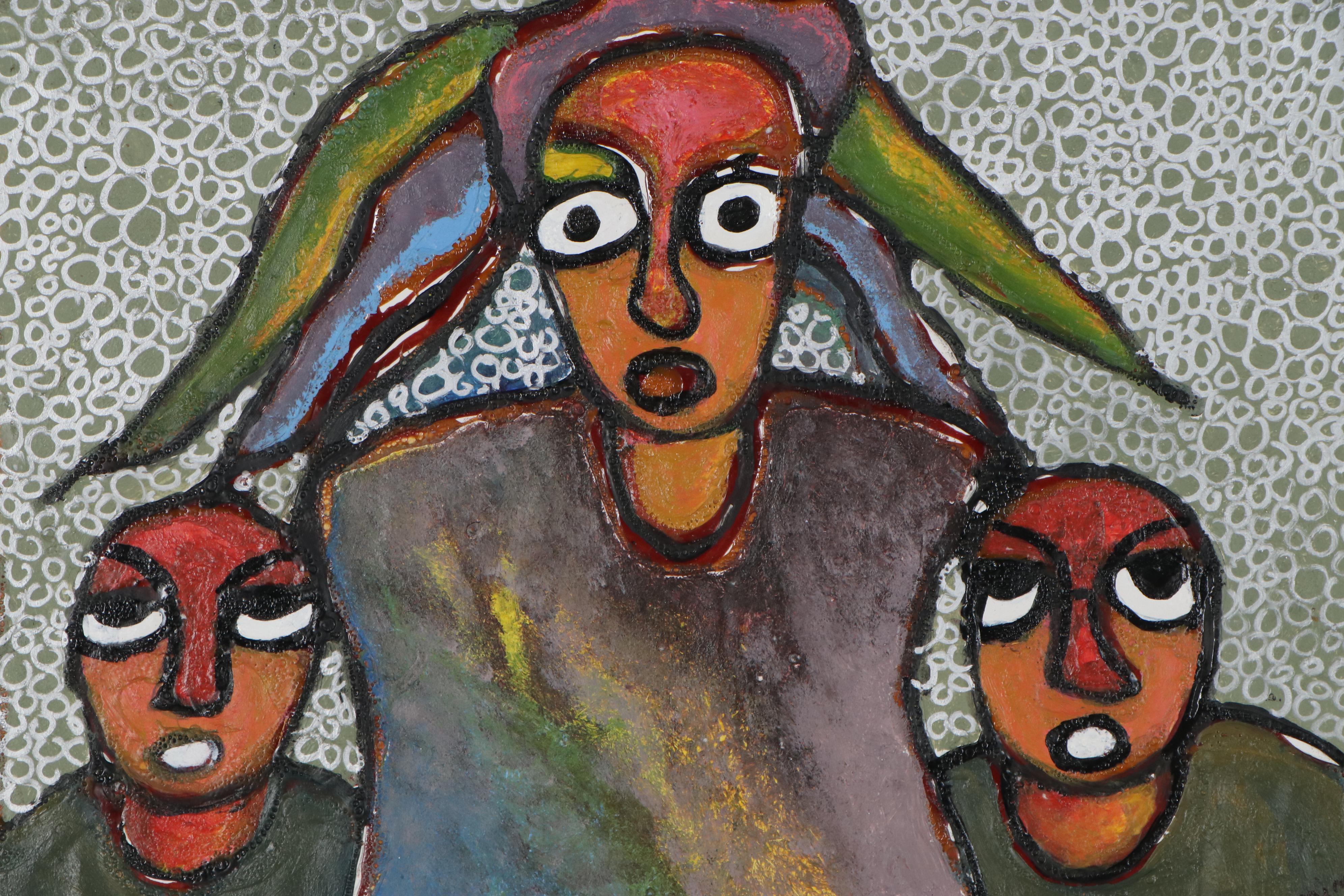 Kayode Buraimoh Mixed Media Painting "United Family," 2012