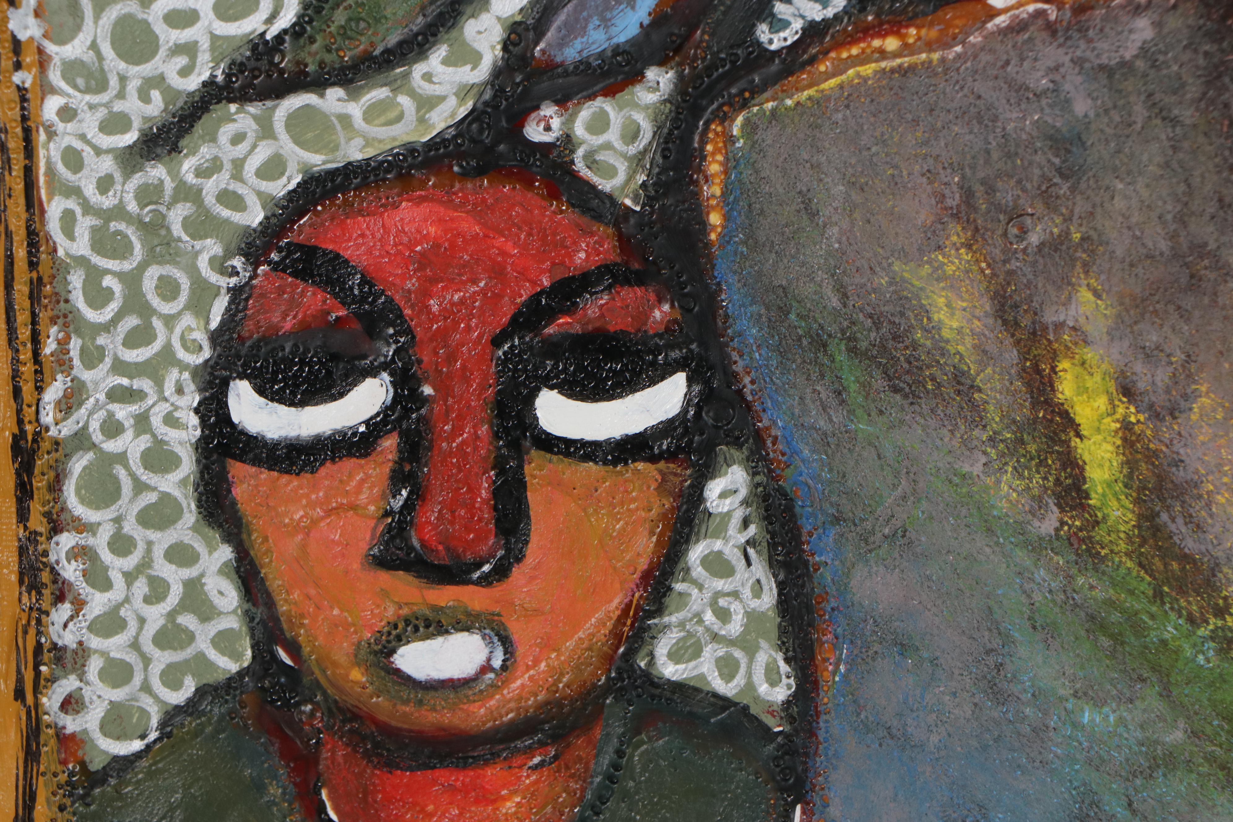 Kayode Buraimoh Mixed Media Painting "United Family," 2012