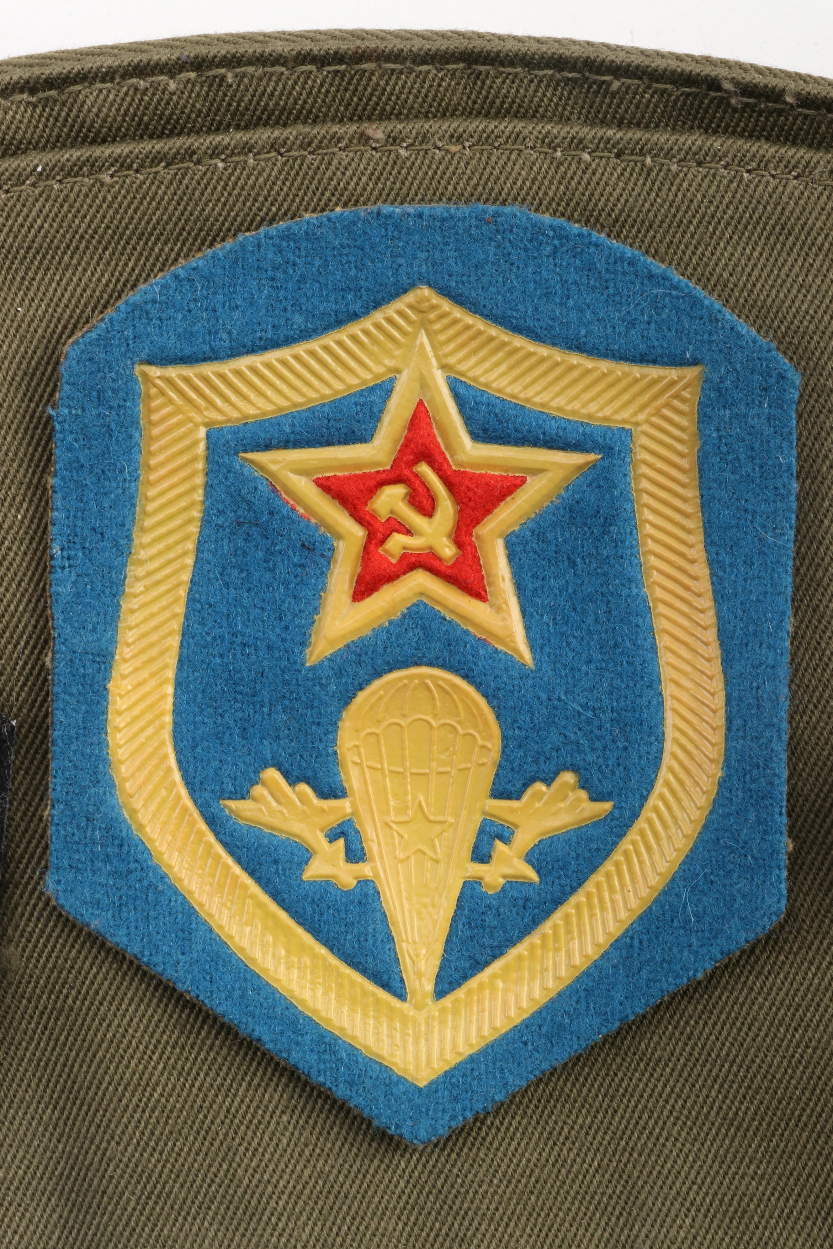 Russian Military Pilotka Garrison Cap with Medals, Patches, and Collar Tabs