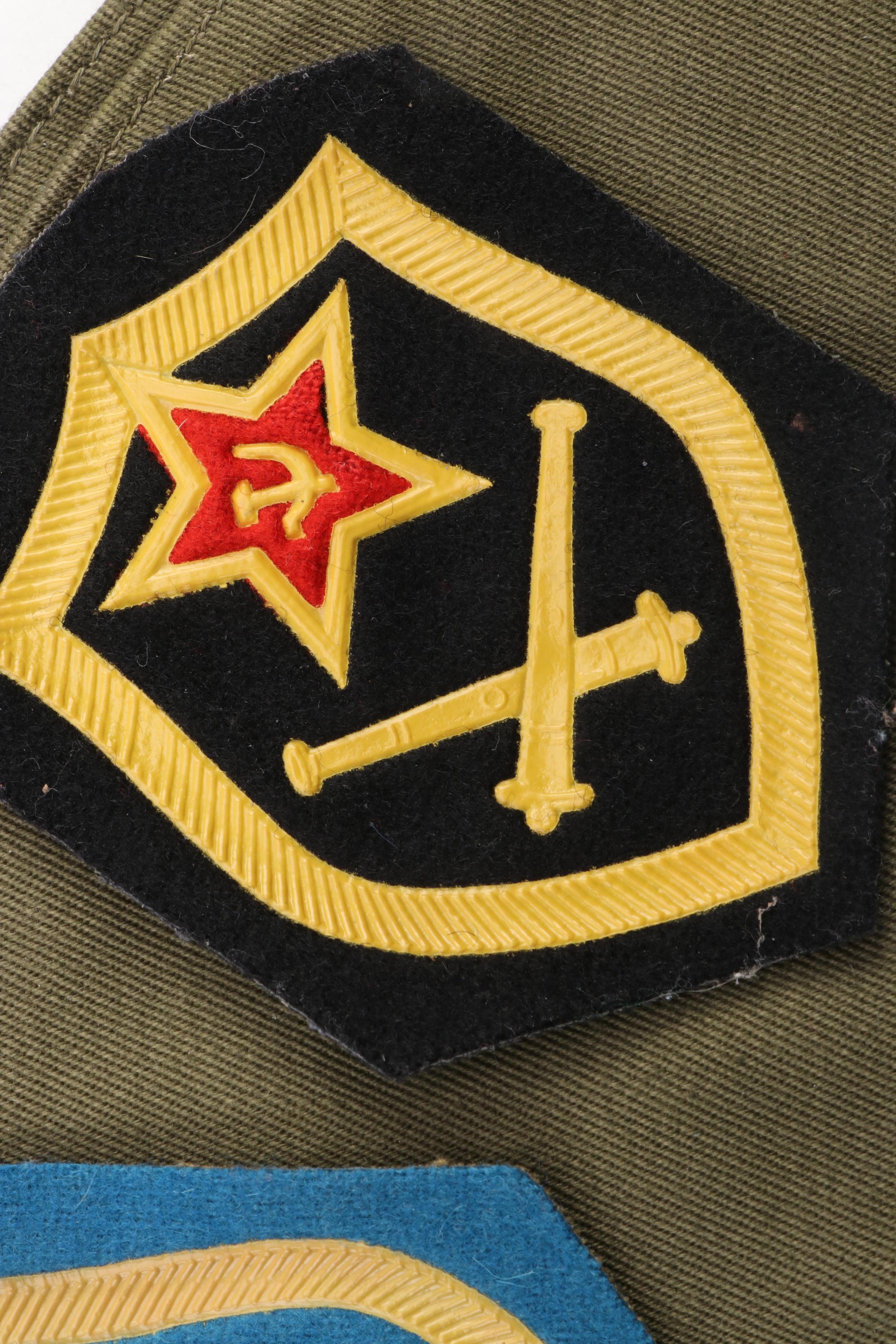 Russian Military Pilotka Garrison Cap with Medals, Patches, and Collar Tabs