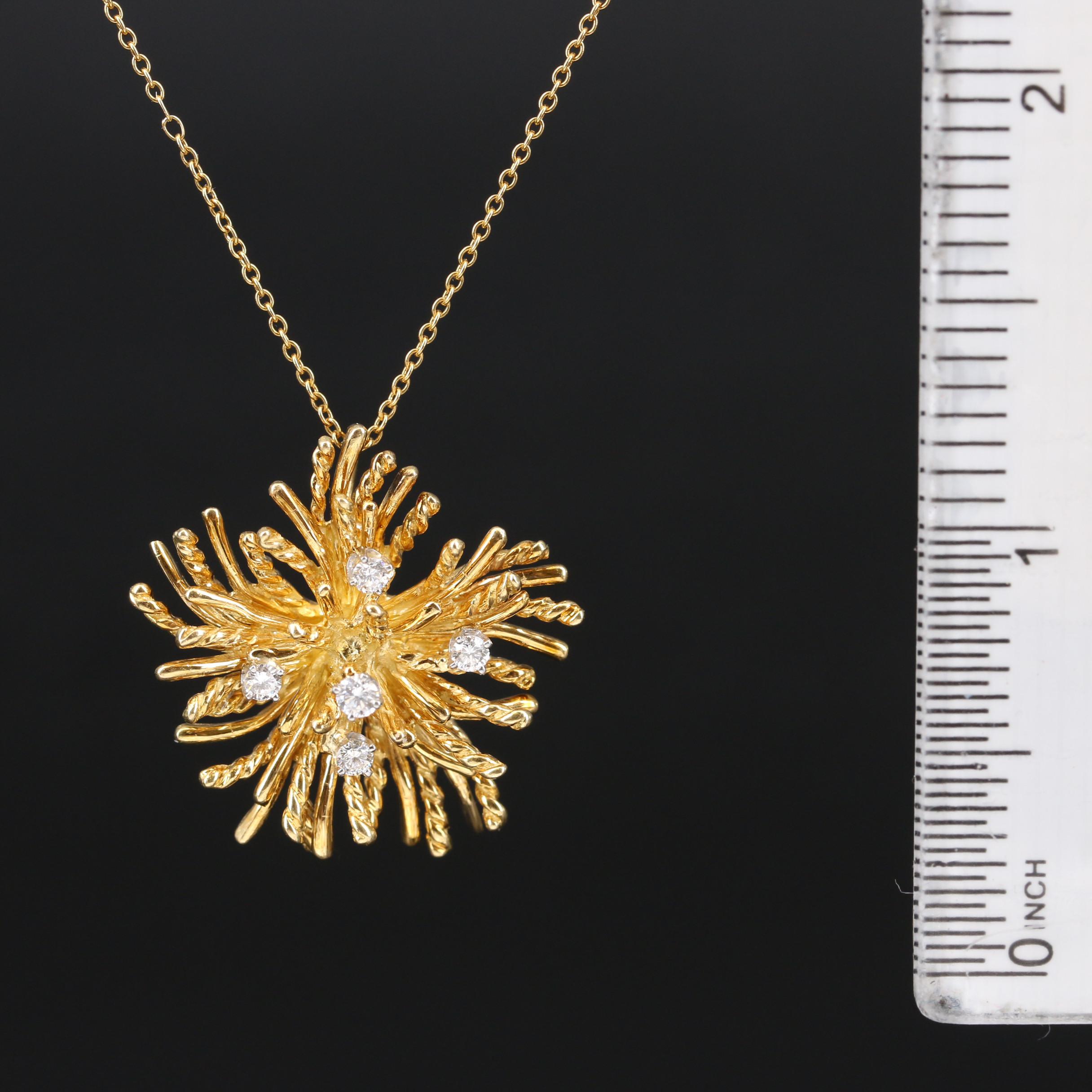 Vintage Tiffany & Co. 18K Diamond Anemone Pendant on Elsa Peretti Chain