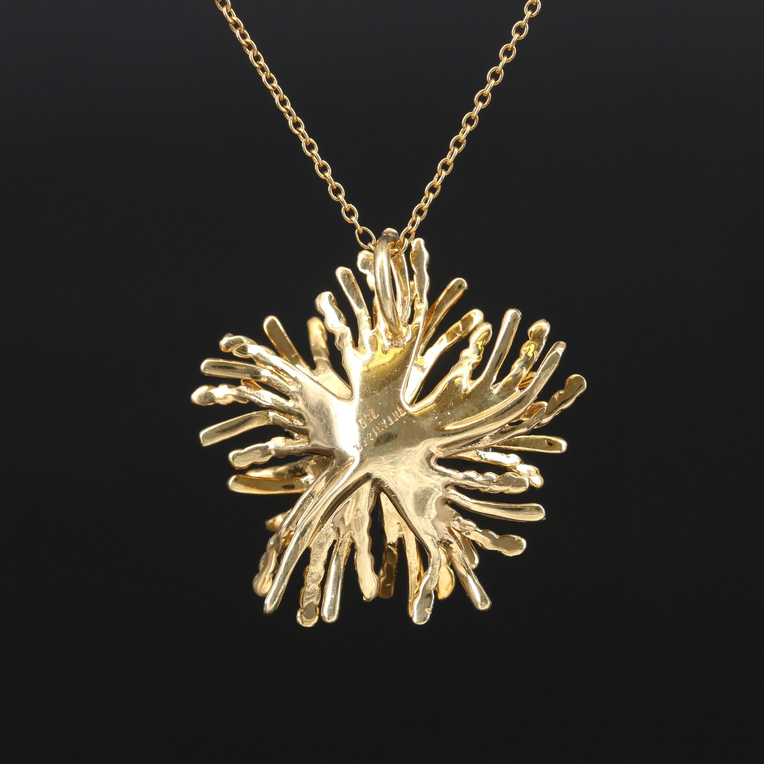 Vintage Tiffany & Co. 18K Diamond Anemone Pendant on Elsa Peretti Chain