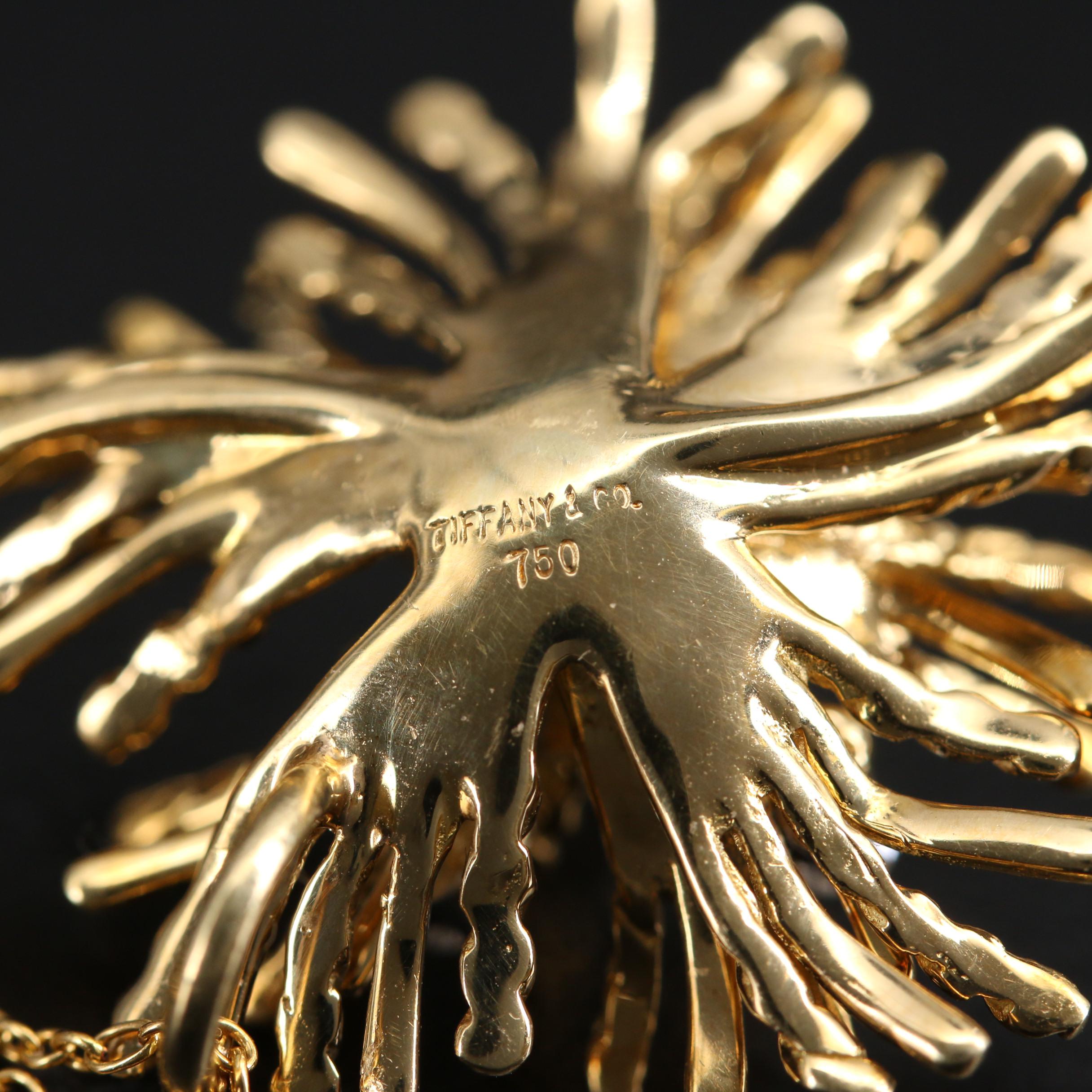 Vintage Tiffany & Co. 18K Diamond Anemone Pendant on Elsa Peretti Chain