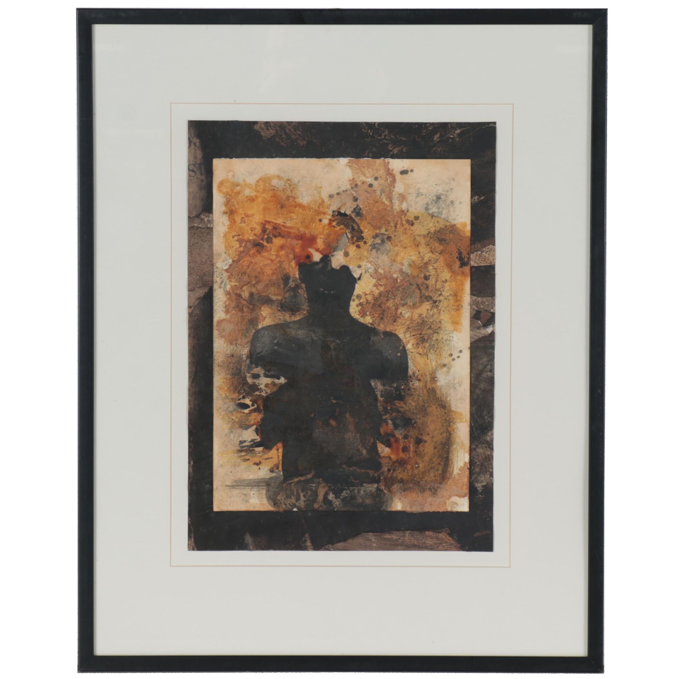 Bamanye L. Ngxale  Mixed Media Collage "The Burning Man"