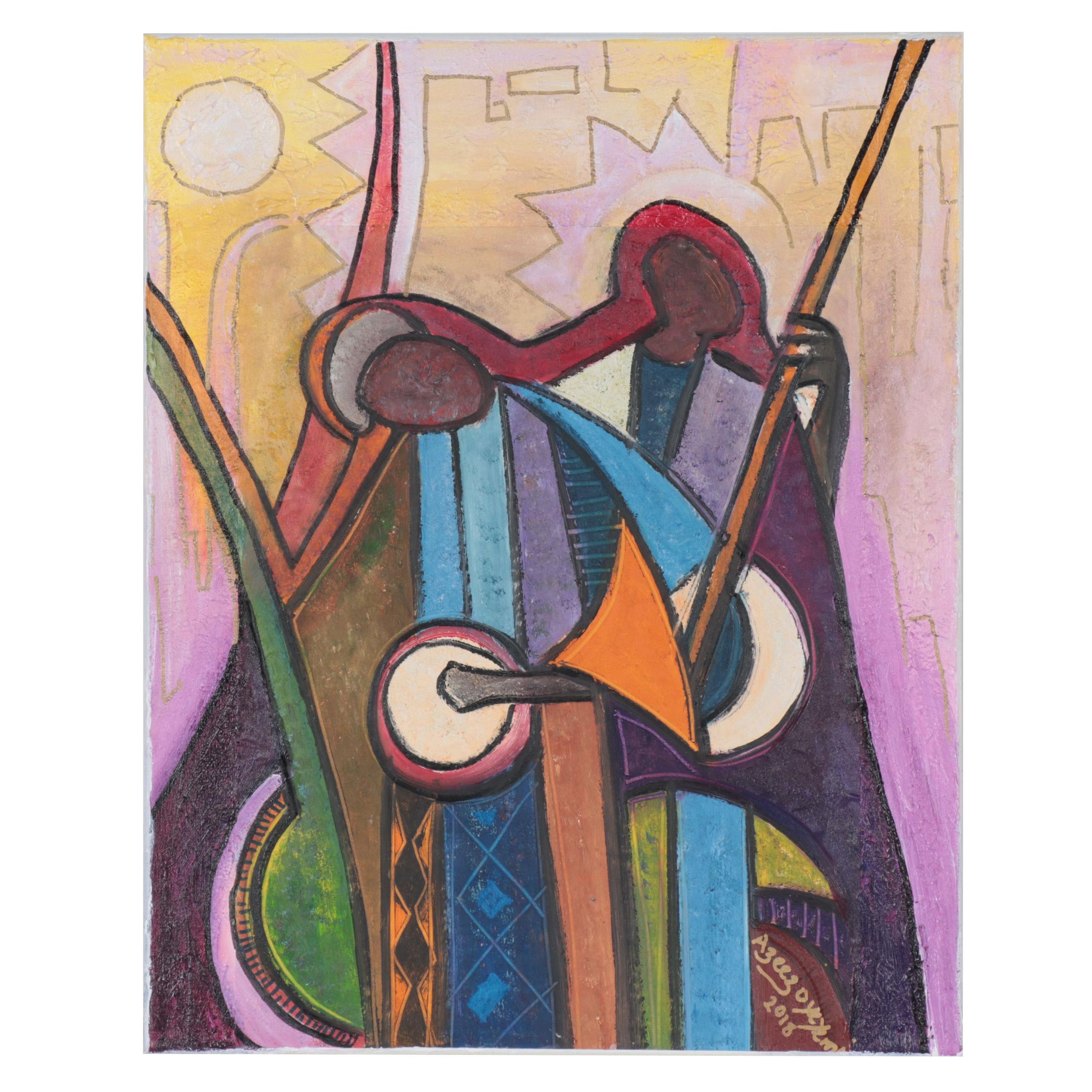 Azeez Oyeyemi Acrylic Painting "Music Creator," 2018