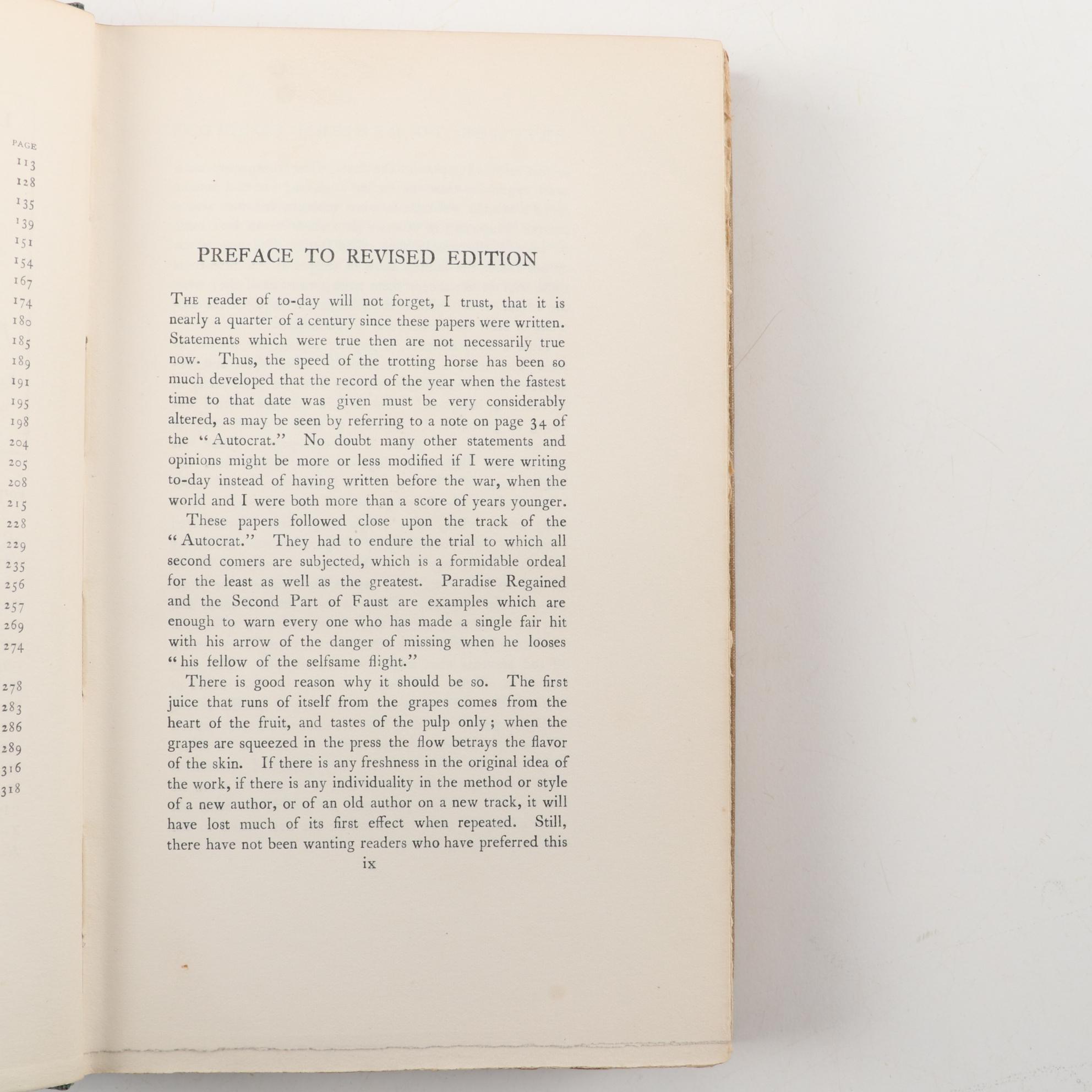 Limited Edition "Poet at the Breakfast Table" by Oliver Wendell Holmes and More