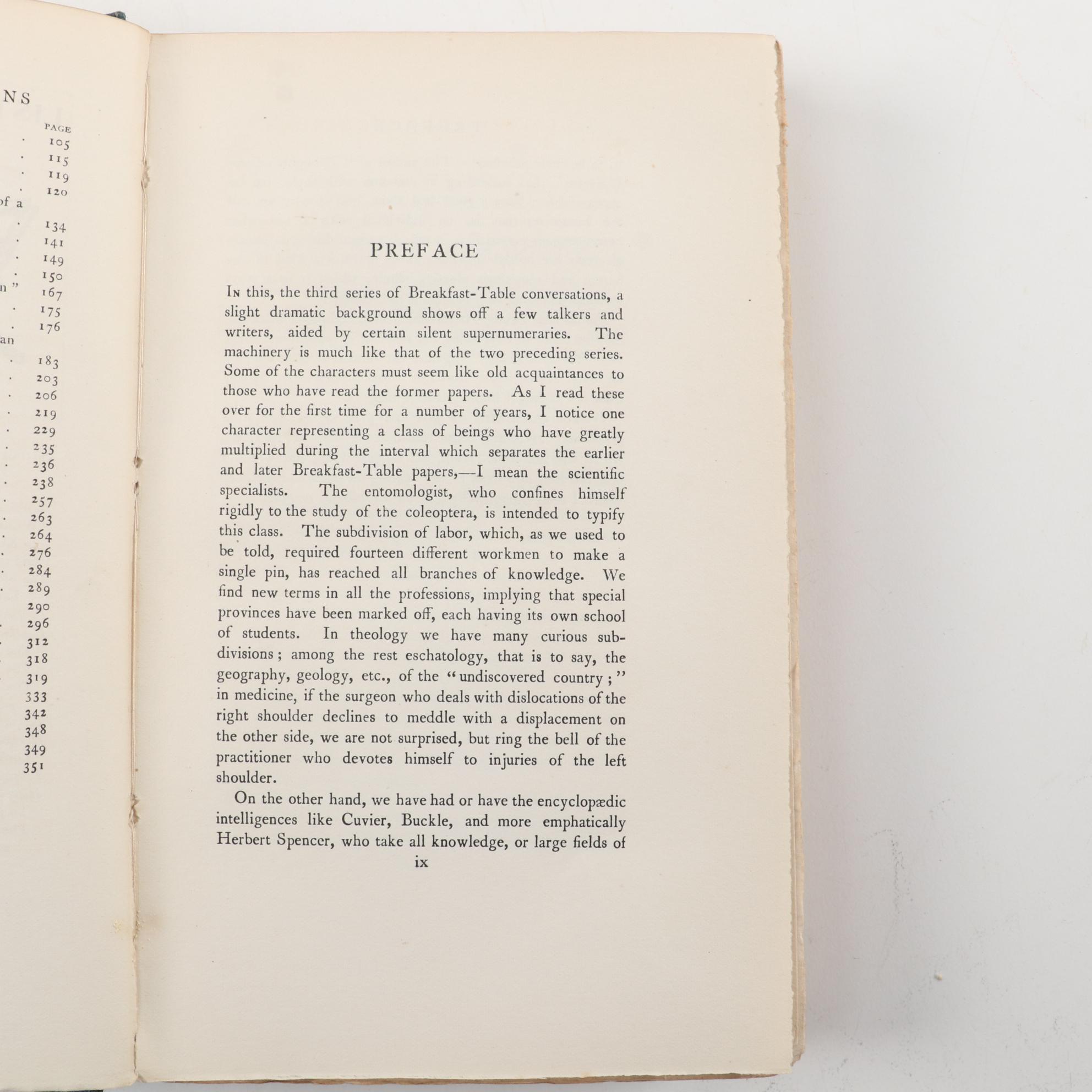 Limited Edition "Poet at the Breakfast Table" by Oliver Wendell Holmes and More