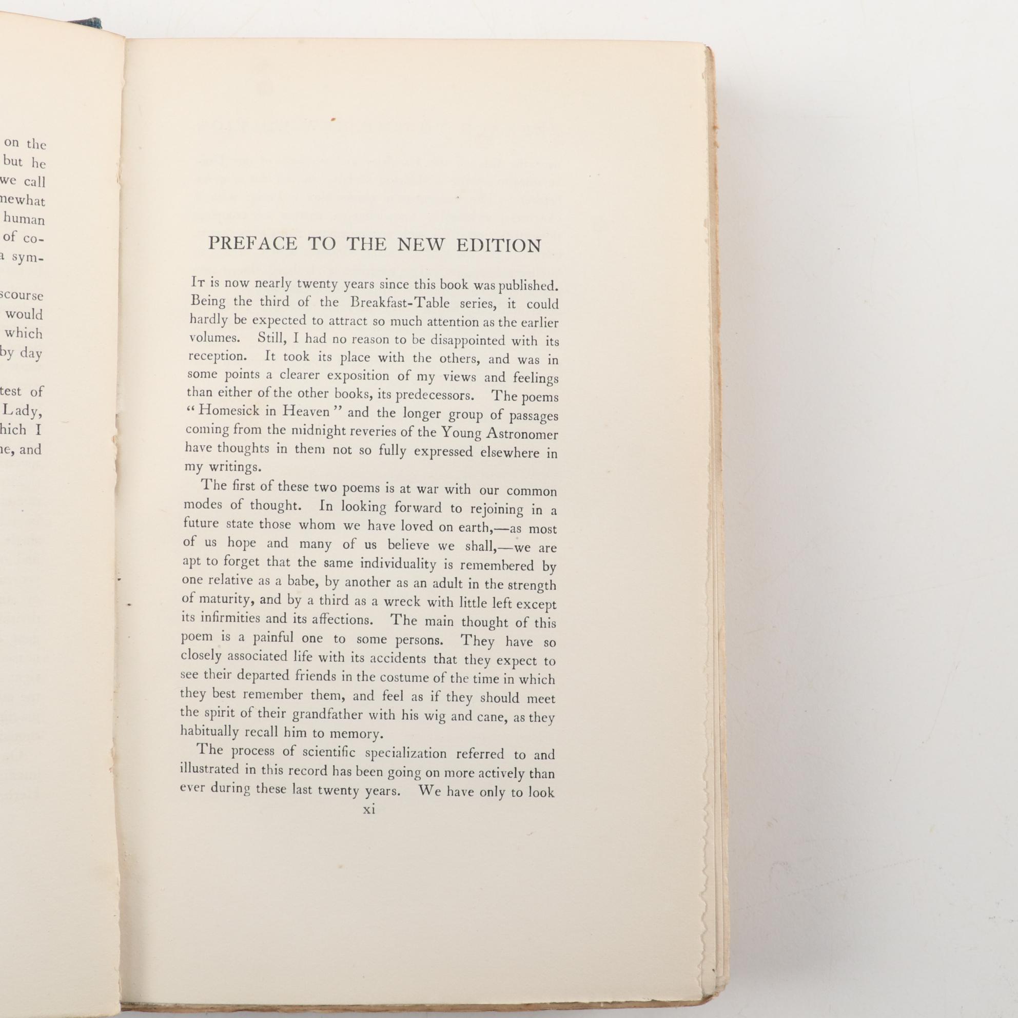 Limited Edition "Poet at the Breakfast Table" by Oliver Wendell Holmes and More