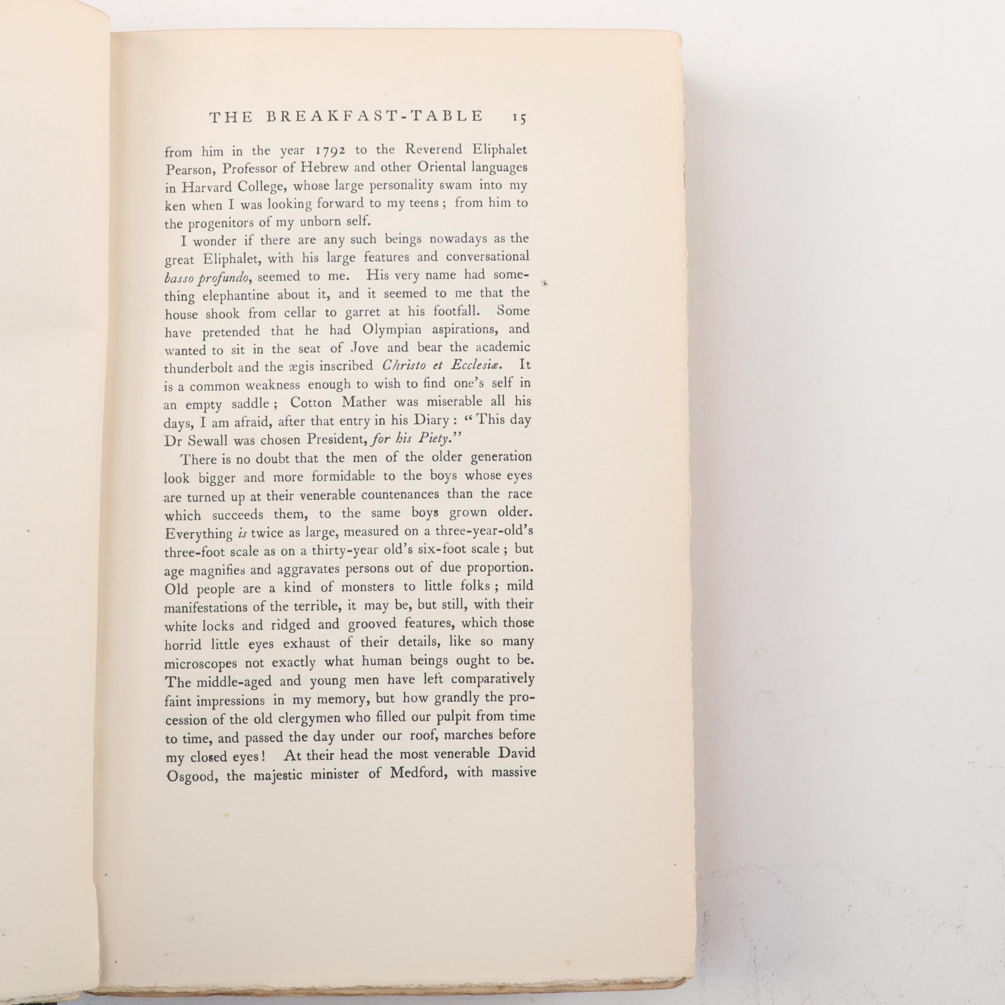 Limited Edition "Poet at the Breakfast Table" by Oliver Wendell Holmes and More