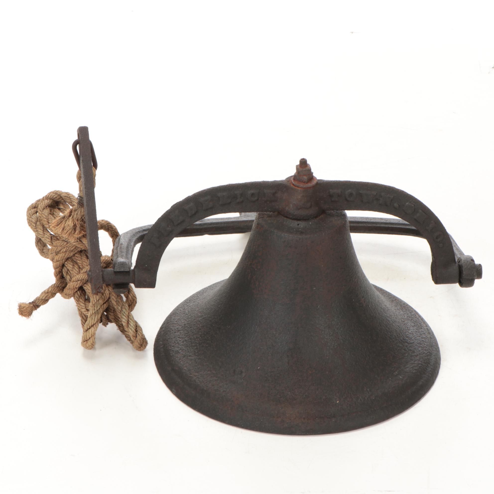 Fredericktown Bell Company Cast Iron Bell with Rope Pull, Late 19th Century
