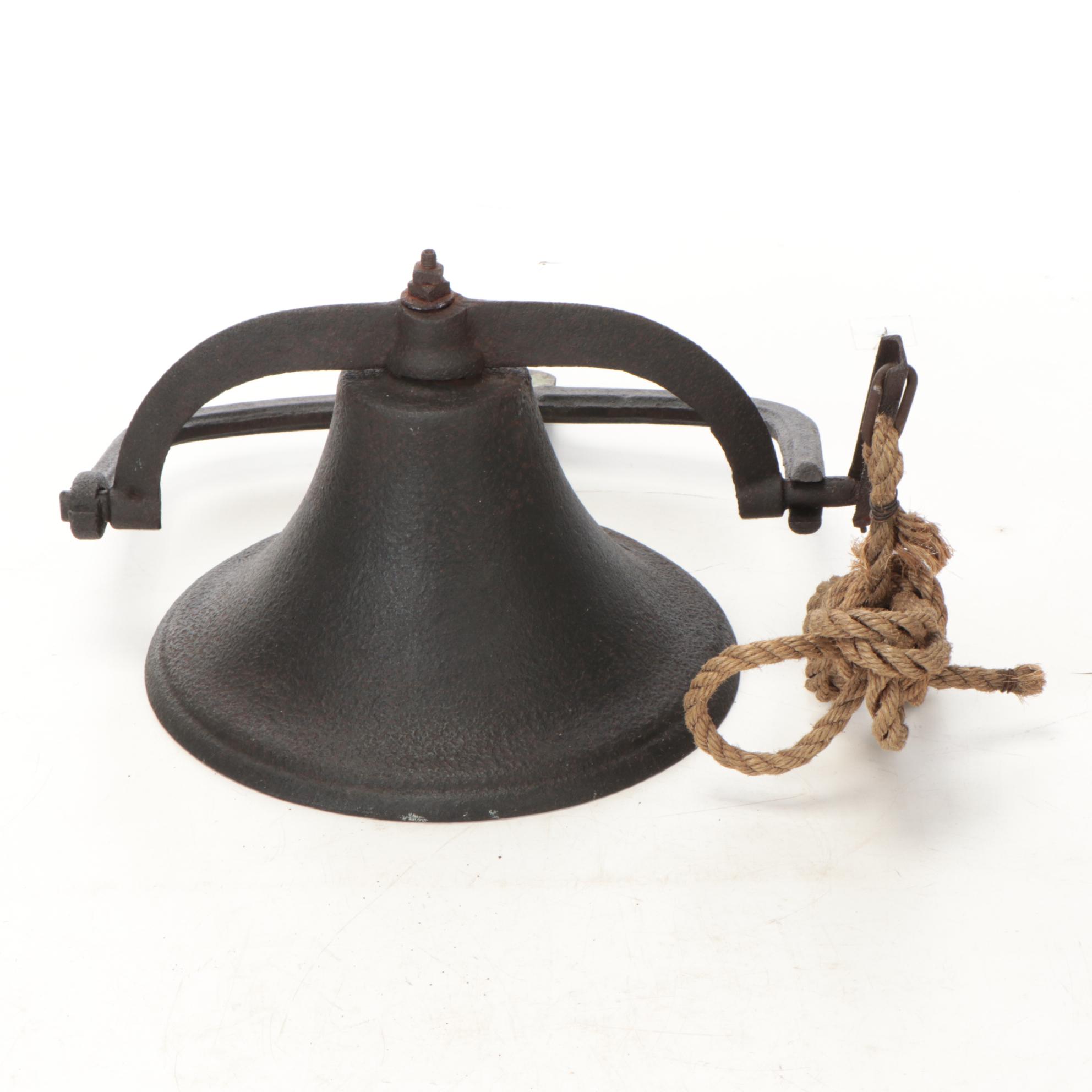 Fredericktown Bell Company Cast Iron Bell with Rope Pull, Late 19th Century
