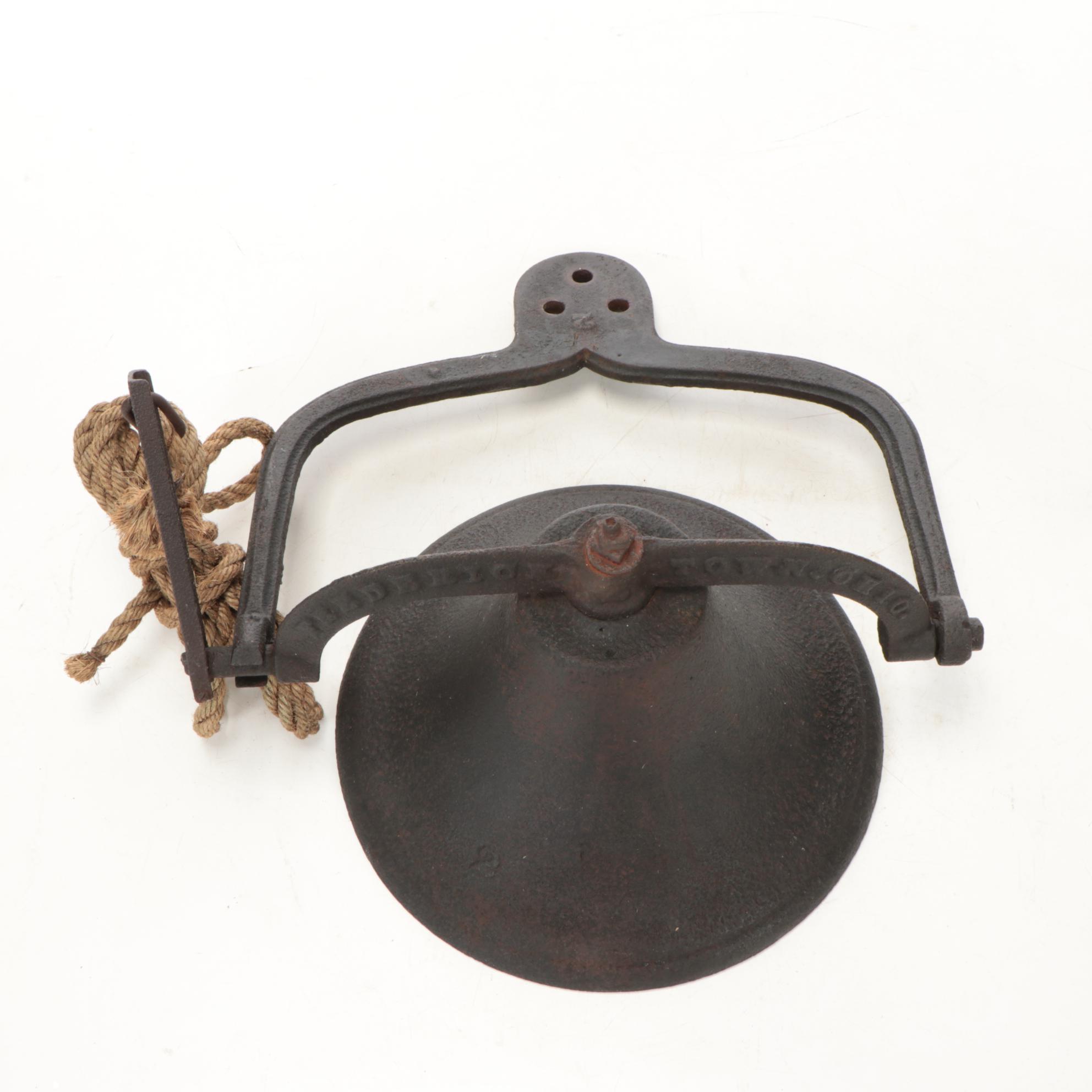 Fredericktown Bell Company Cast Iron Bell with Rope Pull, Late 19th Century