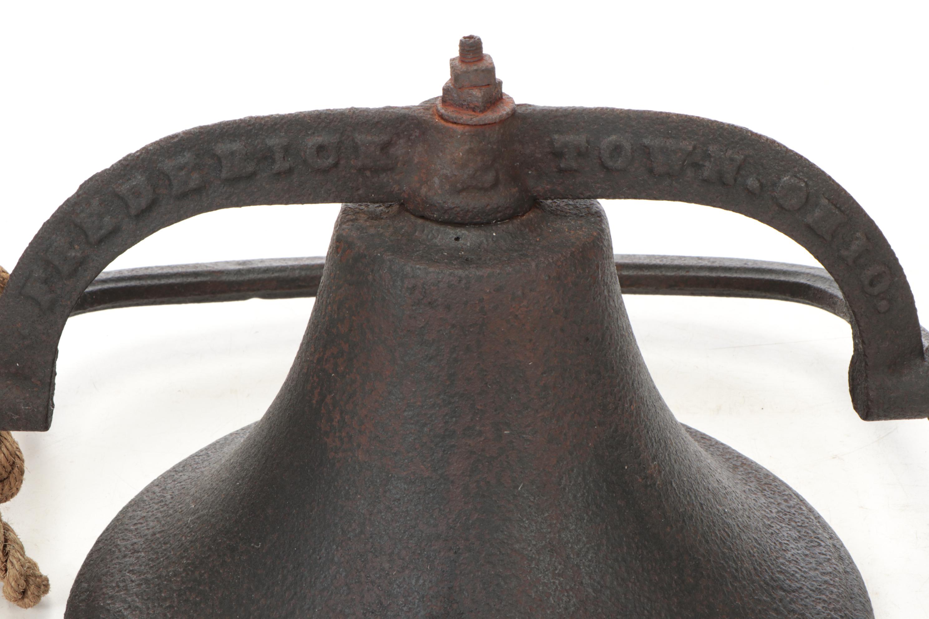Fredericktown Bell Company Cast Iron Bell with Rope Pull, Late 19th Century