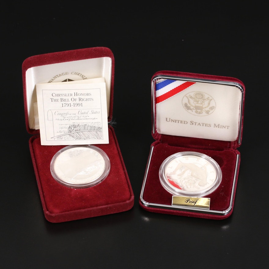 1996 Atlanta Olympics Proof Silver Dollar and Chrysler Silver Medal