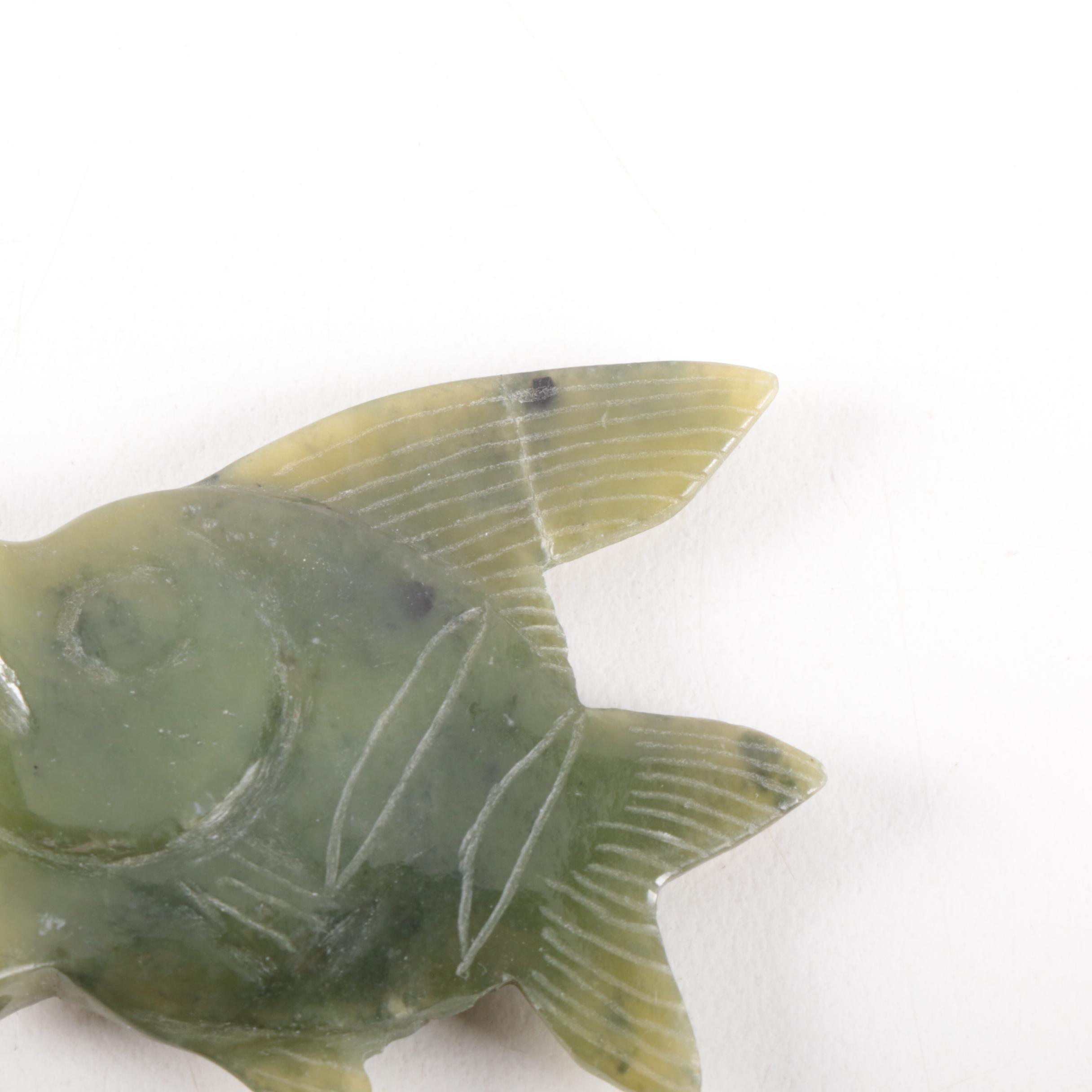 Nephrite Pen Holder with Other Craved Accessories, Late 20th Century