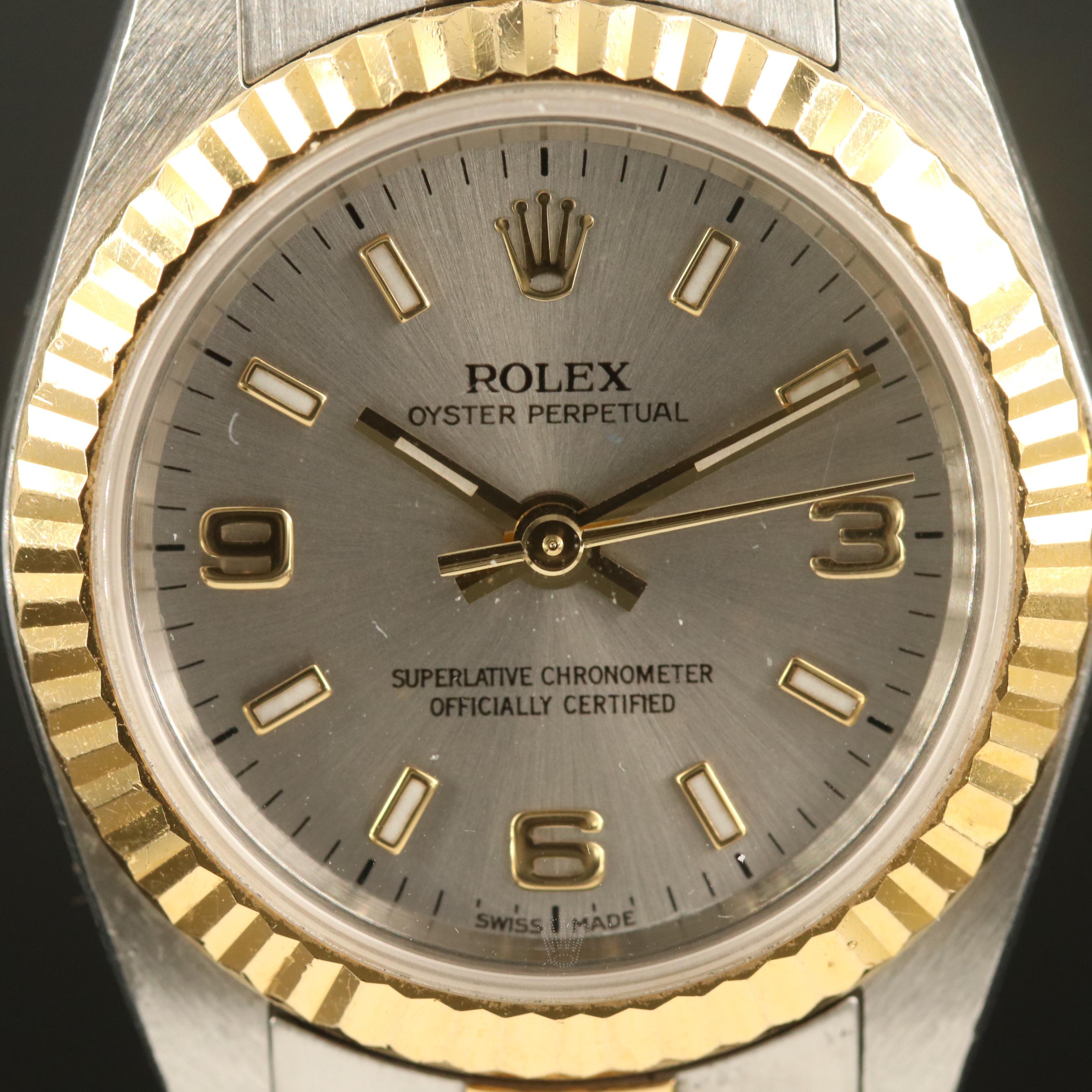 2001 Rolex "Oyster Perpetual" 18K and Stainless Steel Watch