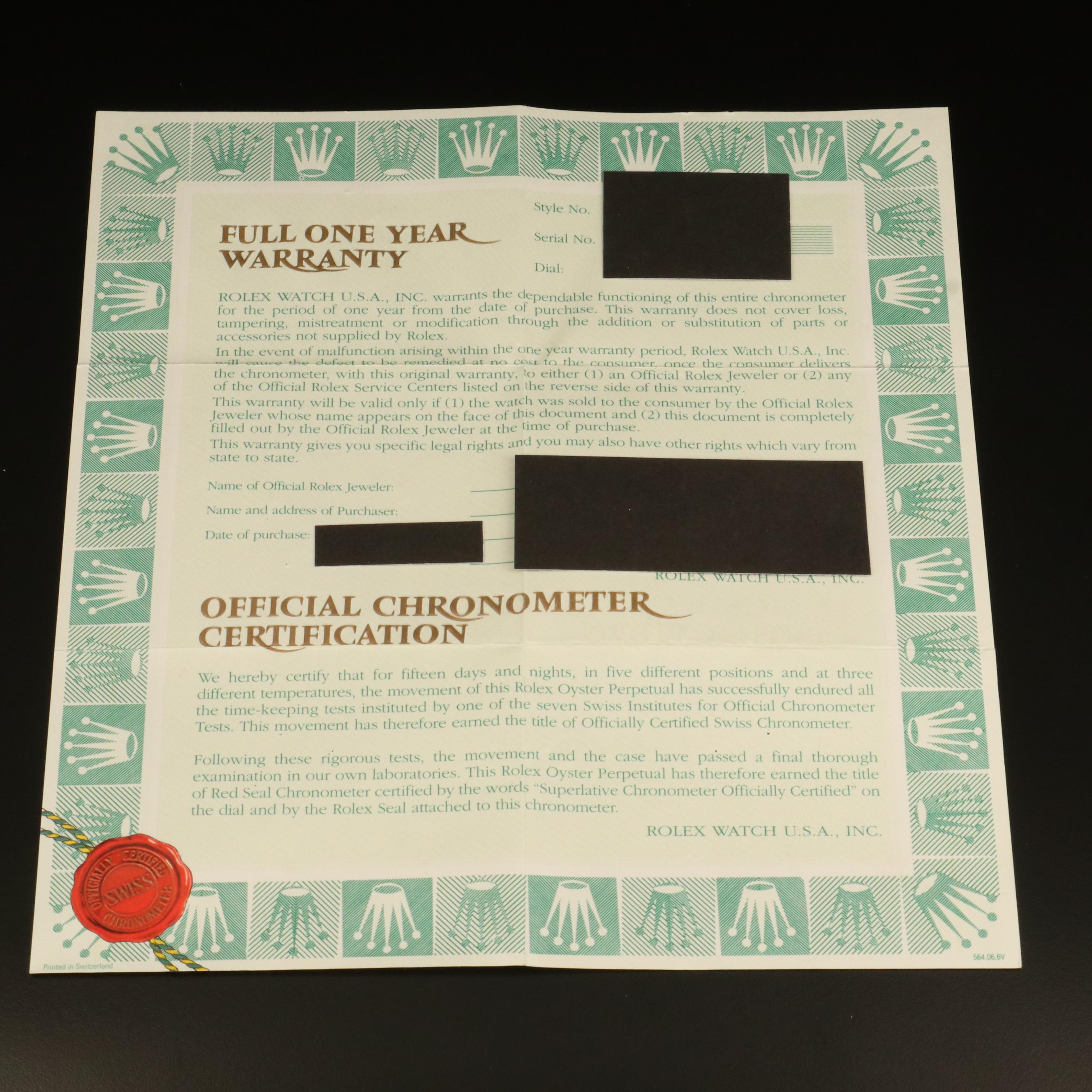 2001 Rolex "Oyster Perpetual" 18K and Stainless Steel Watch