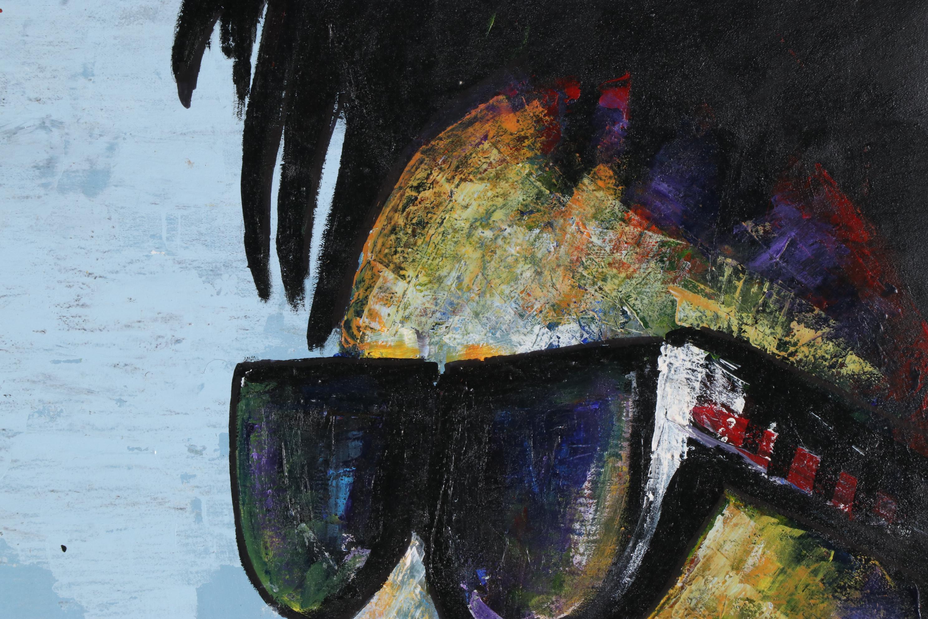 Samson Toba Oladosu Portrait Acrylic Painting of Figure in Sunglasses, 2020