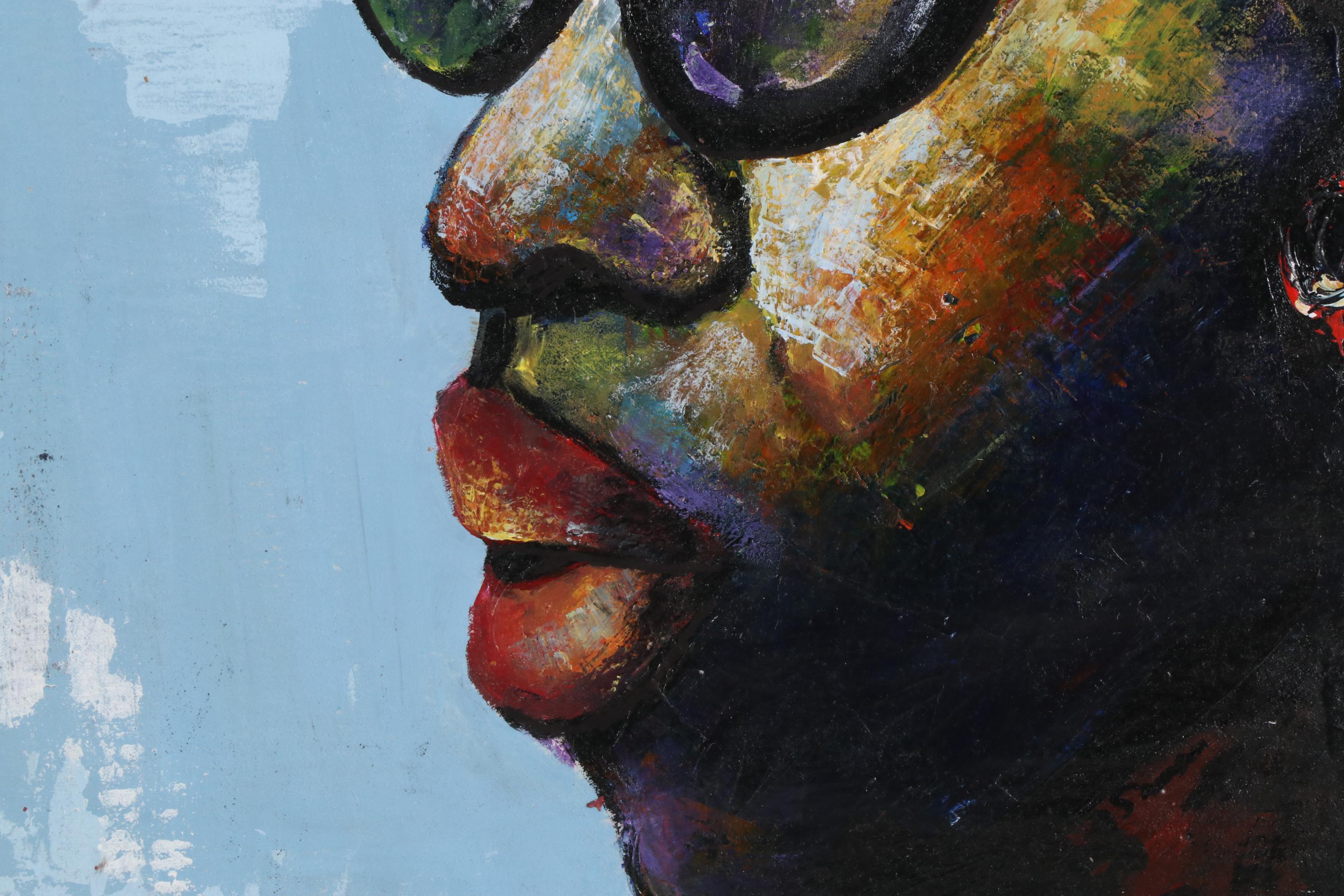 Samson Toba Oladosu Portrait Acrylic Painting of Figure in Sunglasses, 2020