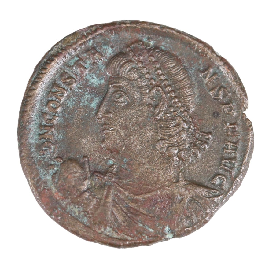 Ancient Roman Imperial AE Centenionalis Coin of Constans, ca. 340 AD