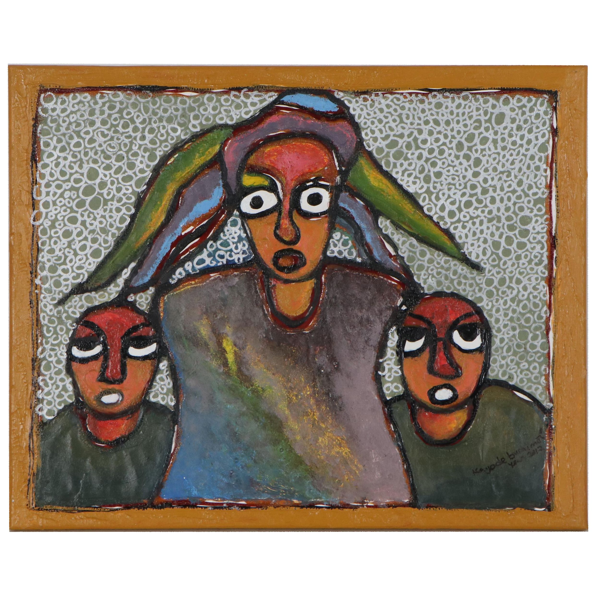 Kayode Buraimoh Mixed Media Painting "United Family," 2012