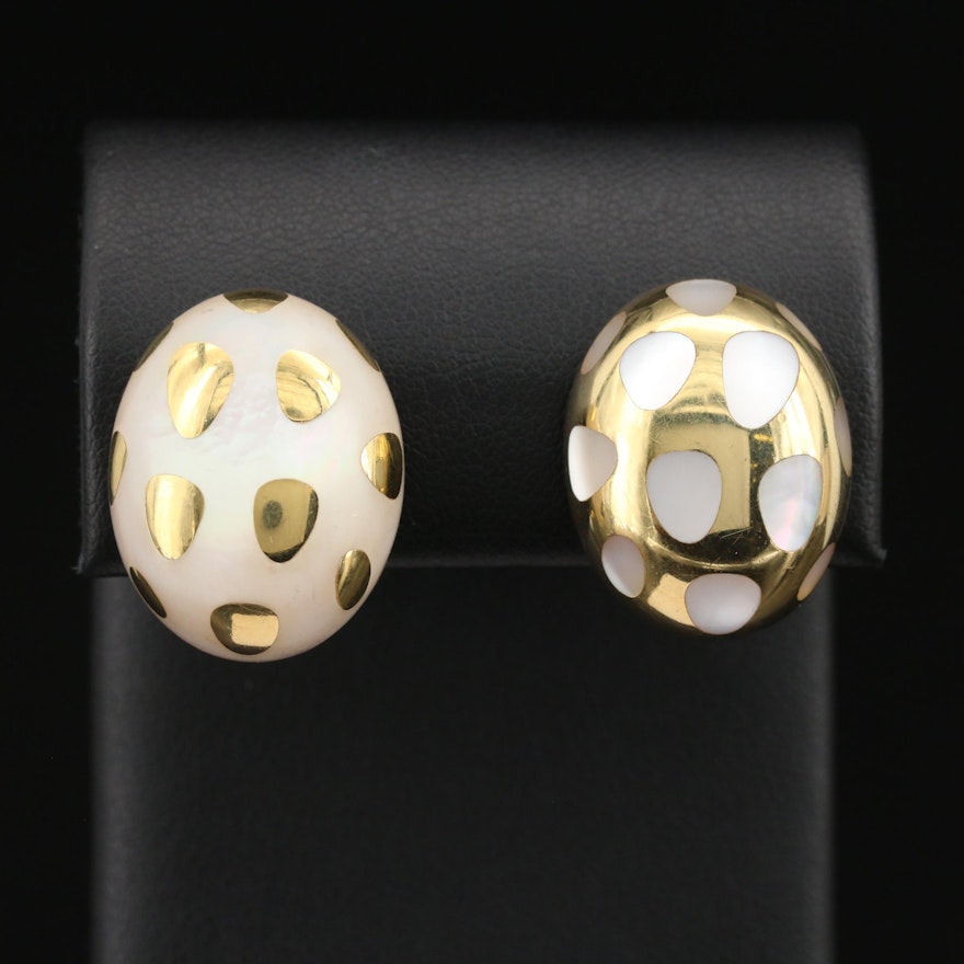 Angela Cummings for Tiffany & Co. 18K Mother of Pearl Positive-Negative Earrings