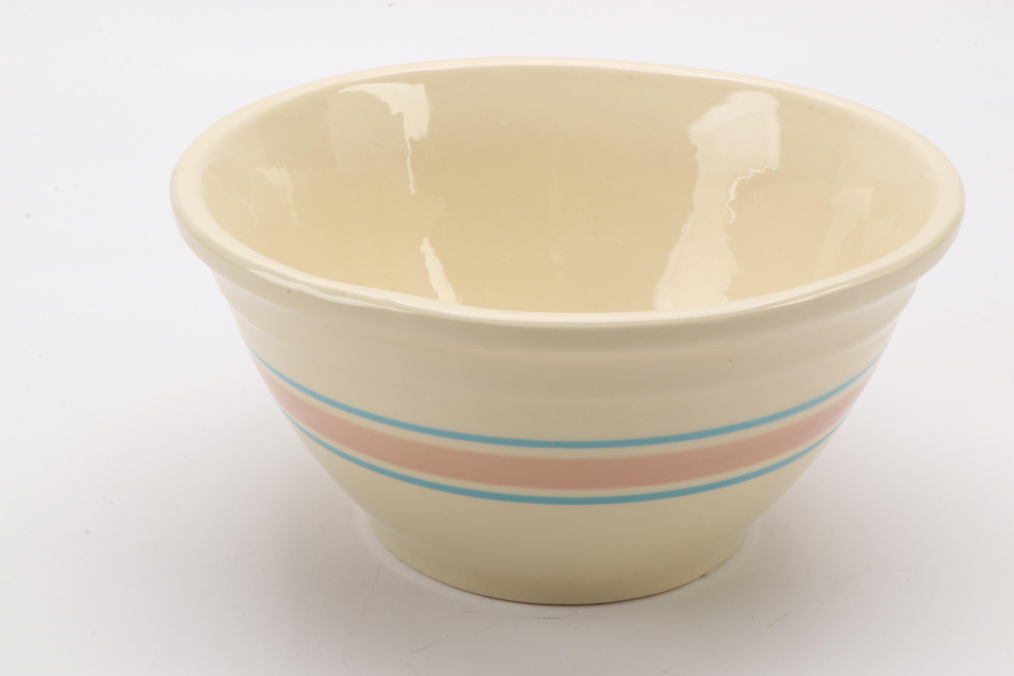 McCoy Pottery Pink and Blue Stripe Mixing Bowls
