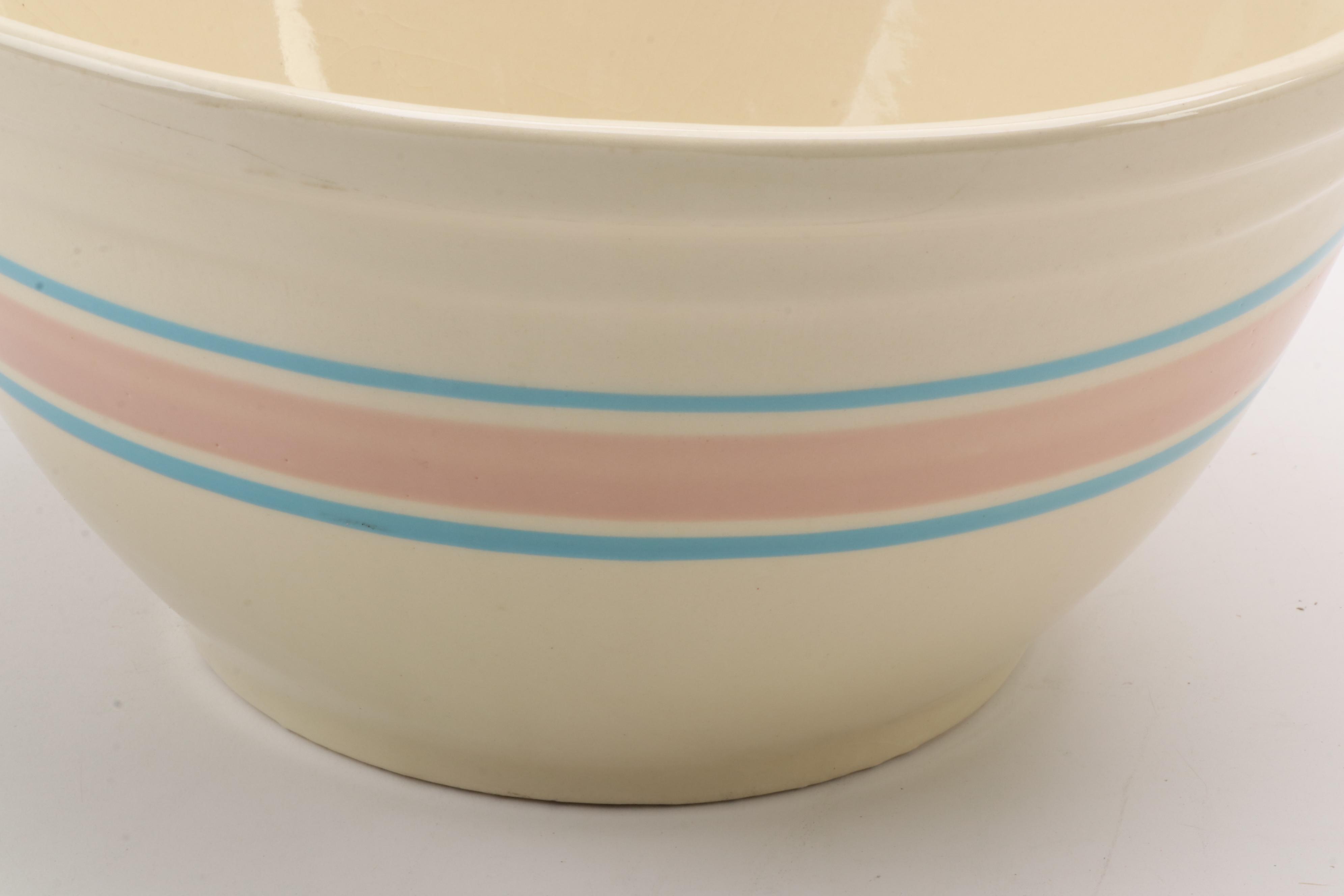 McCoy Pottery Pink and Blue Stripe Mixing Bowls