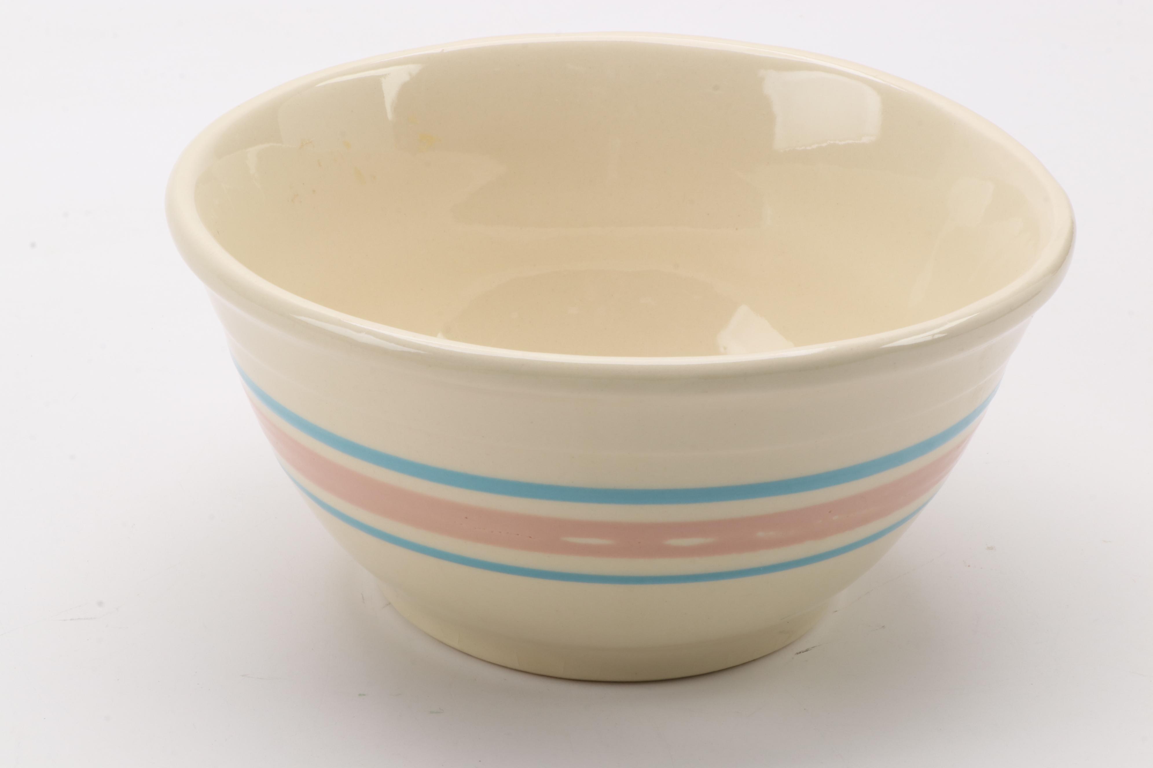 McCoy Pottery Pink and Blue Stripe Mixing Bowls