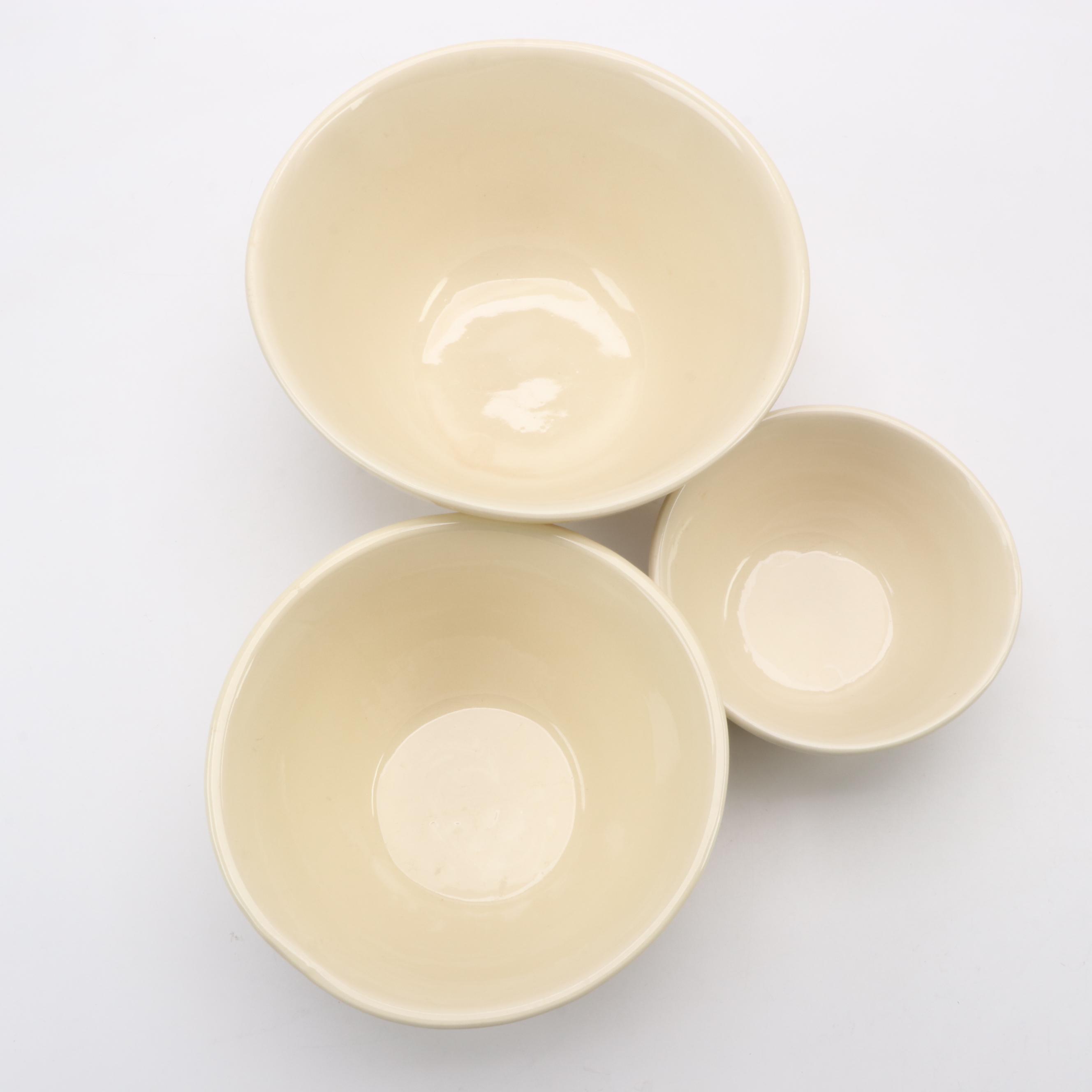 McCoy Pottery Pink and Blue Stripe Mixing Bowls