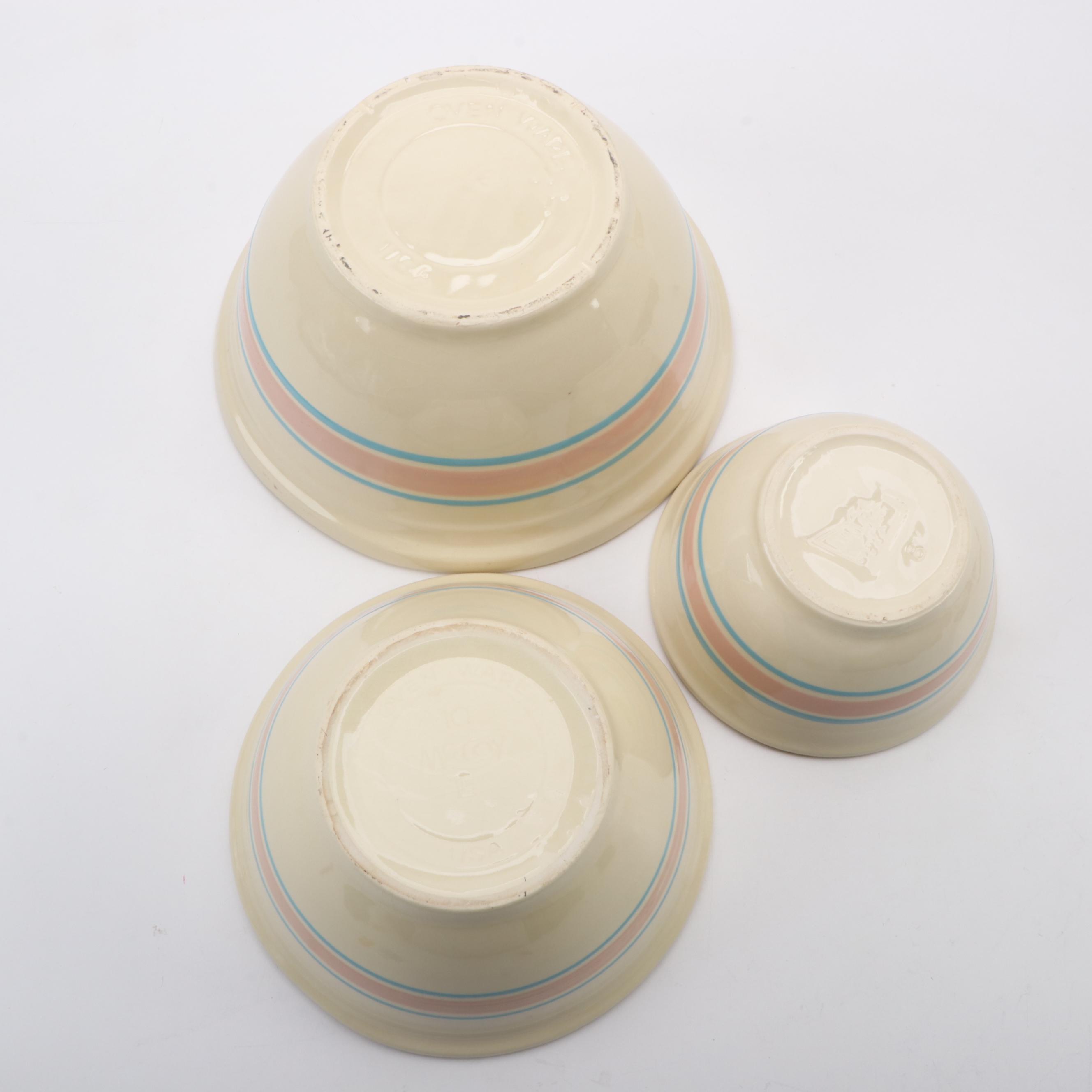 McCoy Pottery Pink and Blue Stripe Mixing Bowls