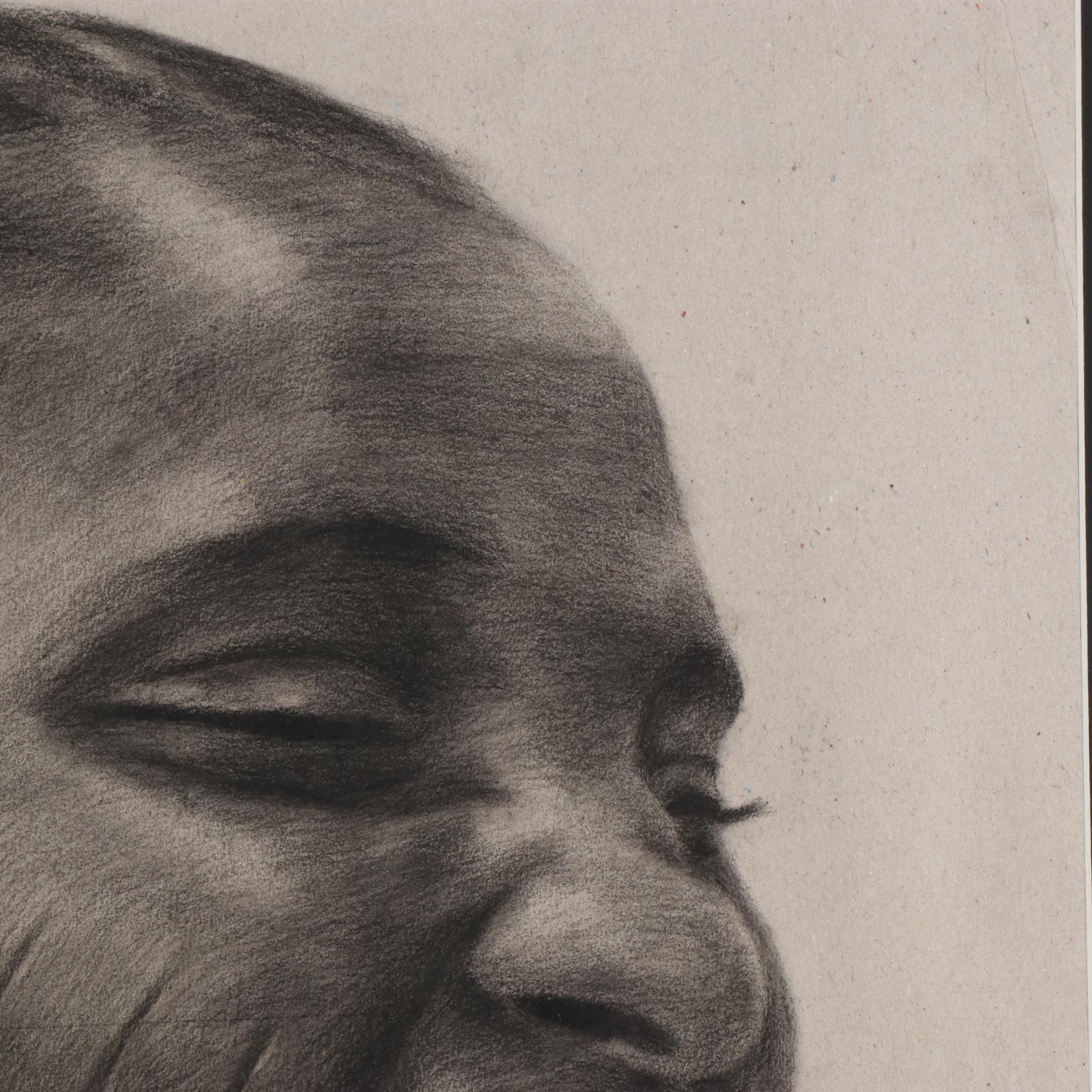 Williams Sunday Portrait Charcoal Drawing of Child with Scarred Cheeks, 2021