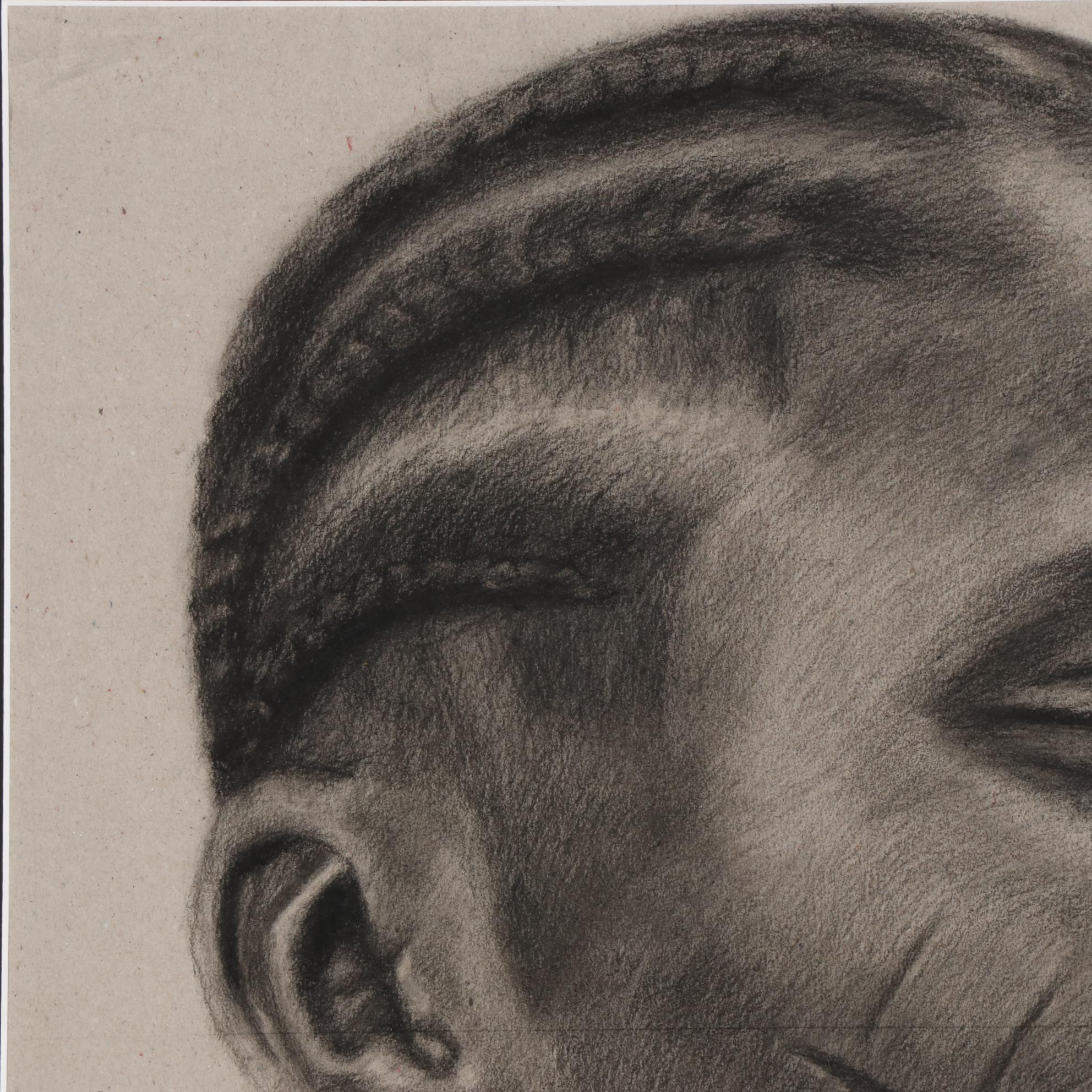 Williams Sunday Portrait Charcoal Drawing of Child with Scarred Cheeks, 2021