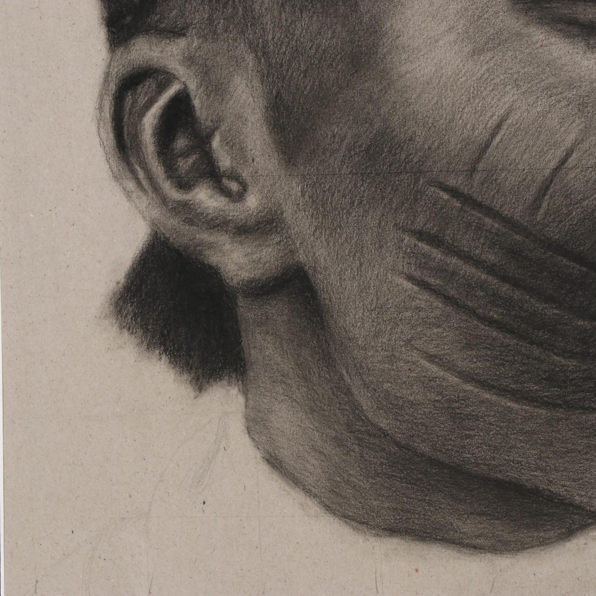 Williams Sunday Portrait Charcoal Drawing of Child with Scarred Cheeks, 2021