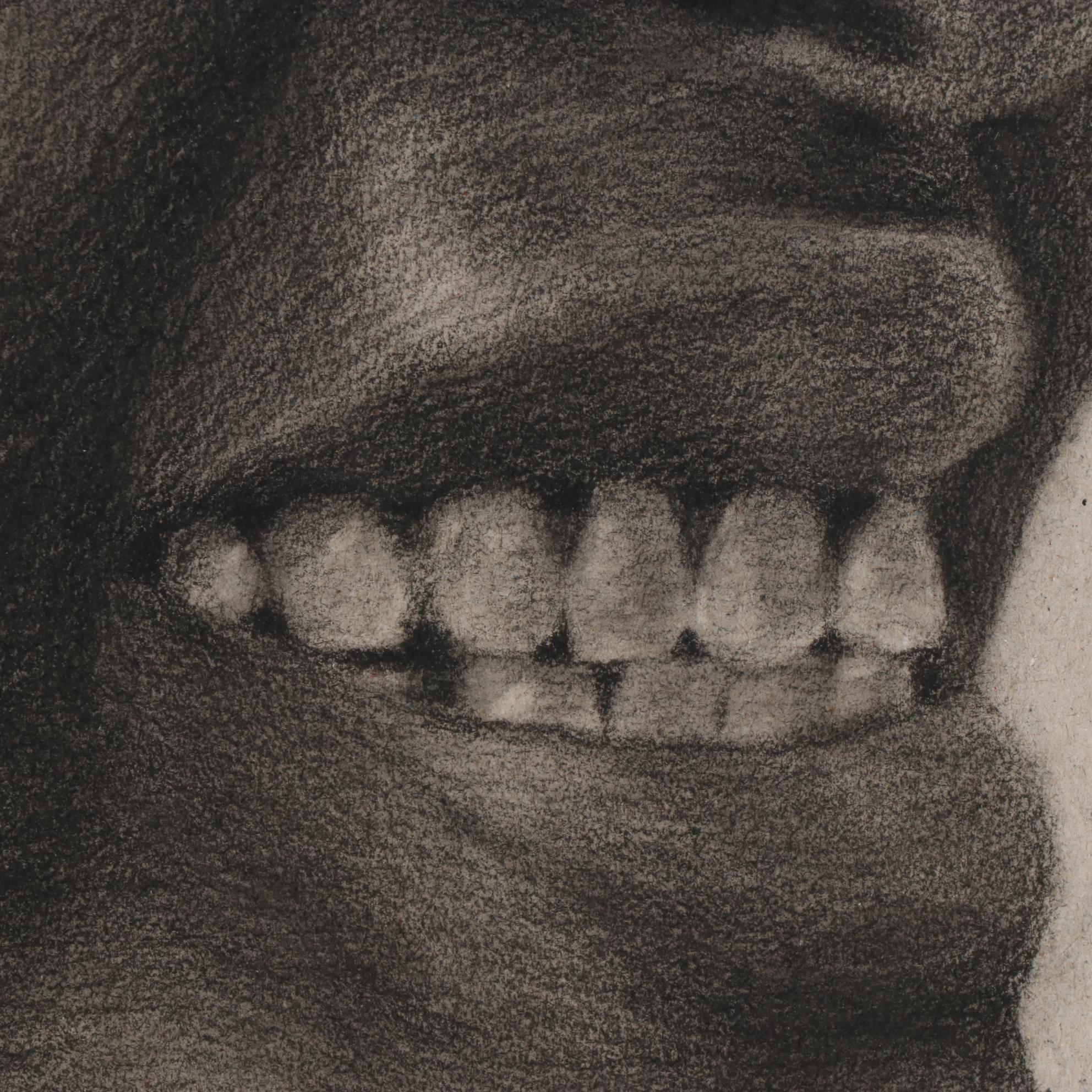 Williams Sunday Portrait Charcoal Drawing of Child with Scarred Cheeks, 2021