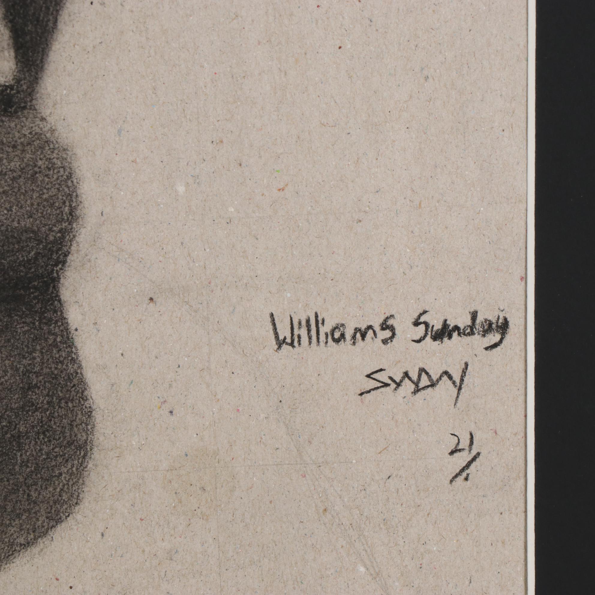 Williams Sunday Portrait Charcoal Drawing of Child with Scarred Cheeks, 2021