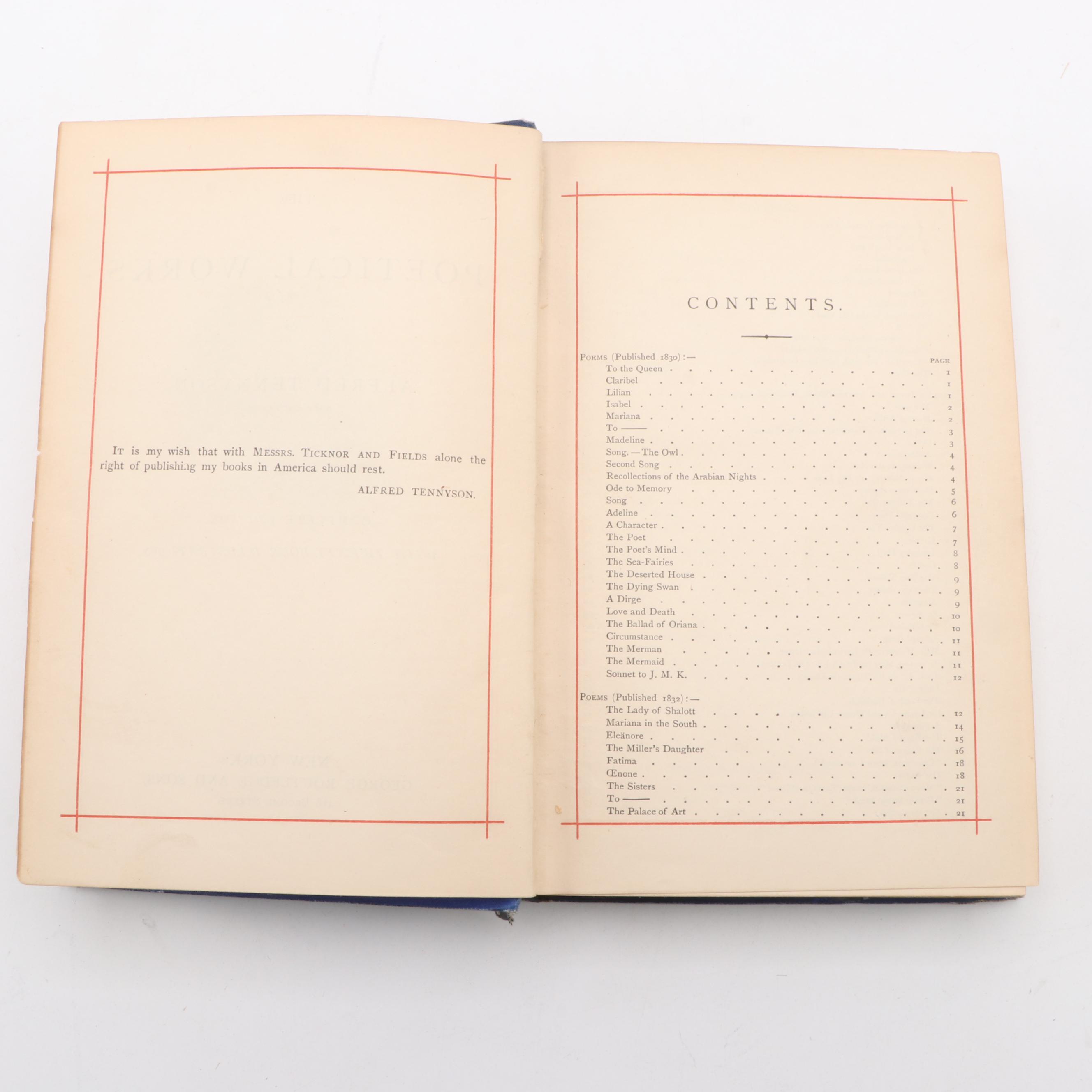 Illustrated "The Poetical Works of Alfred Tennyson," Late 19th Century