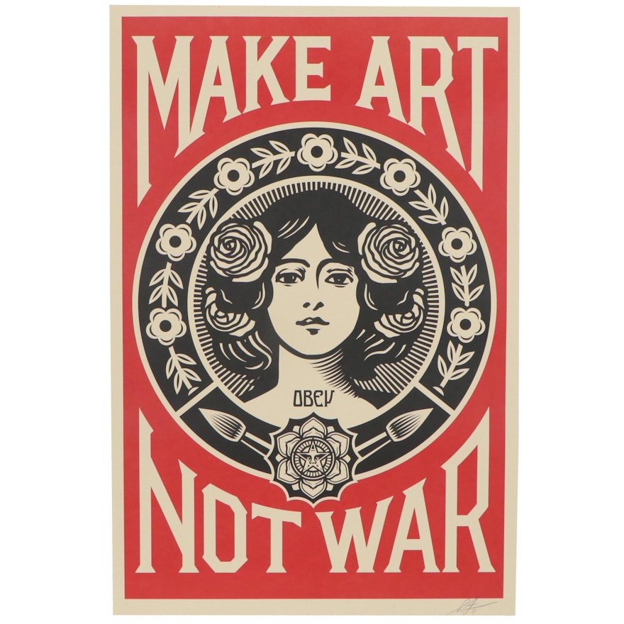 Shepard Fairey Offset Print "Make Art Not War," 2021