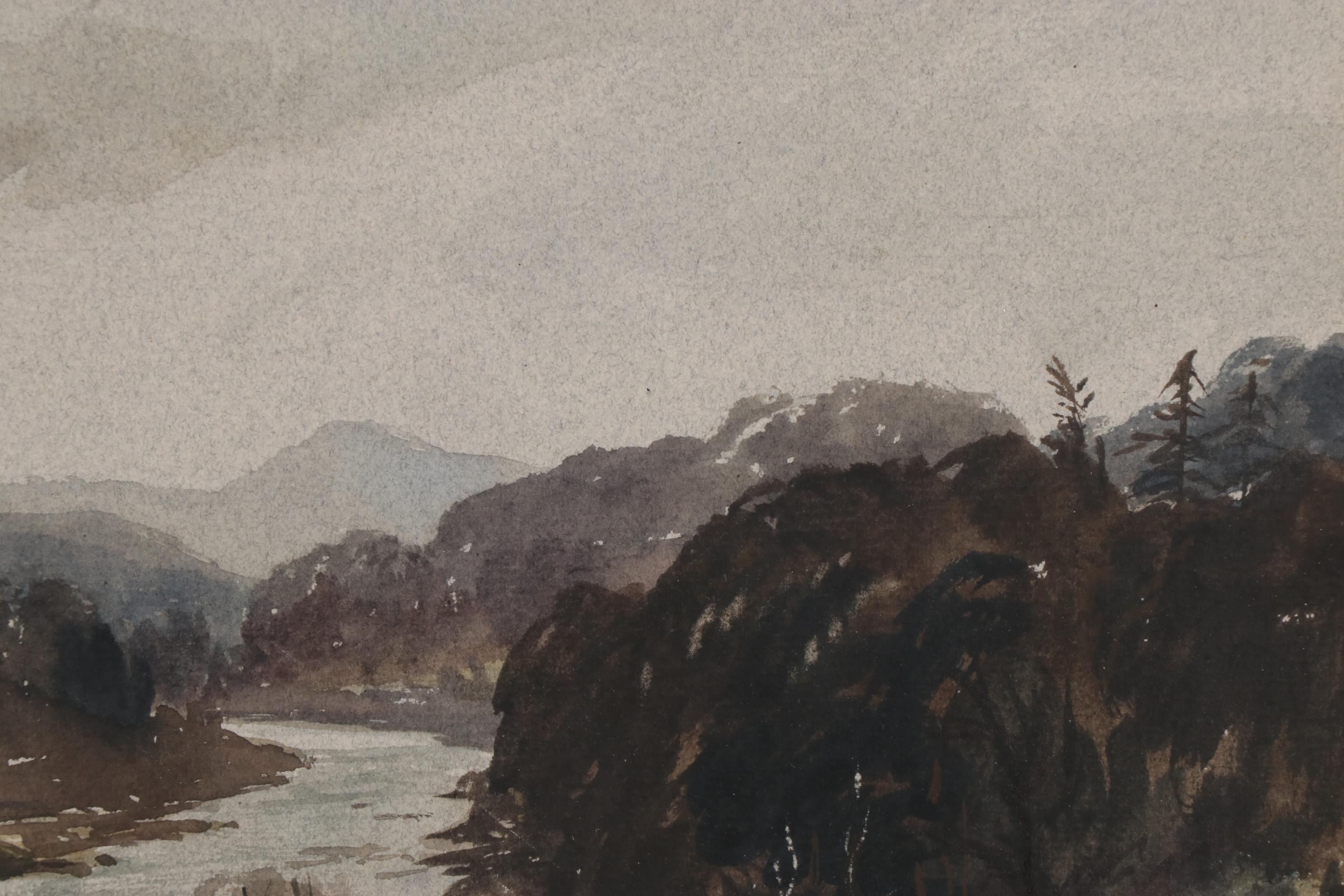 James Fletcher-Watson Watercolor Painting "The Wye New Abernant," 1970