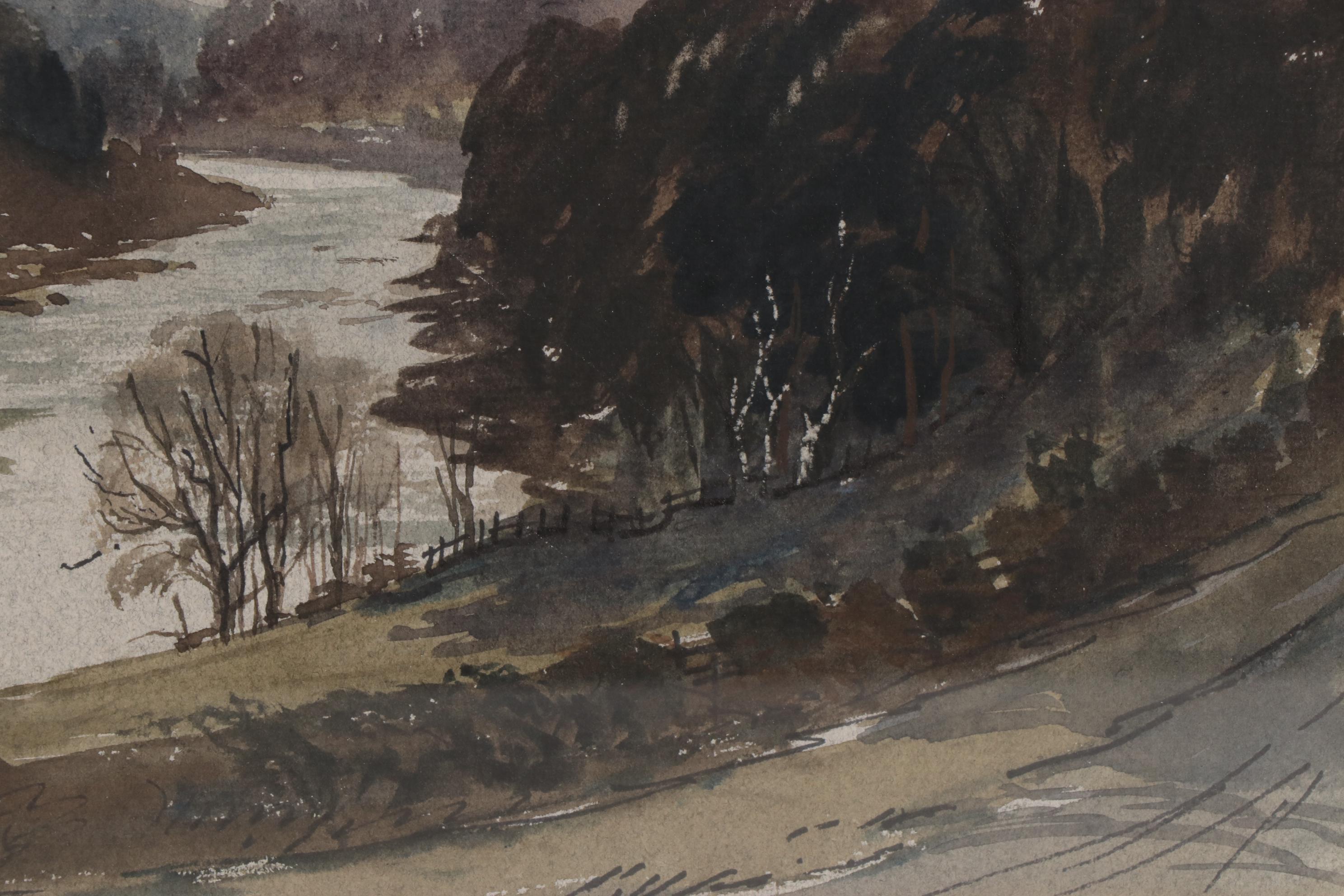 James Fletcher-Watson Watercolor Painting "The Wye New Abernant," 1970