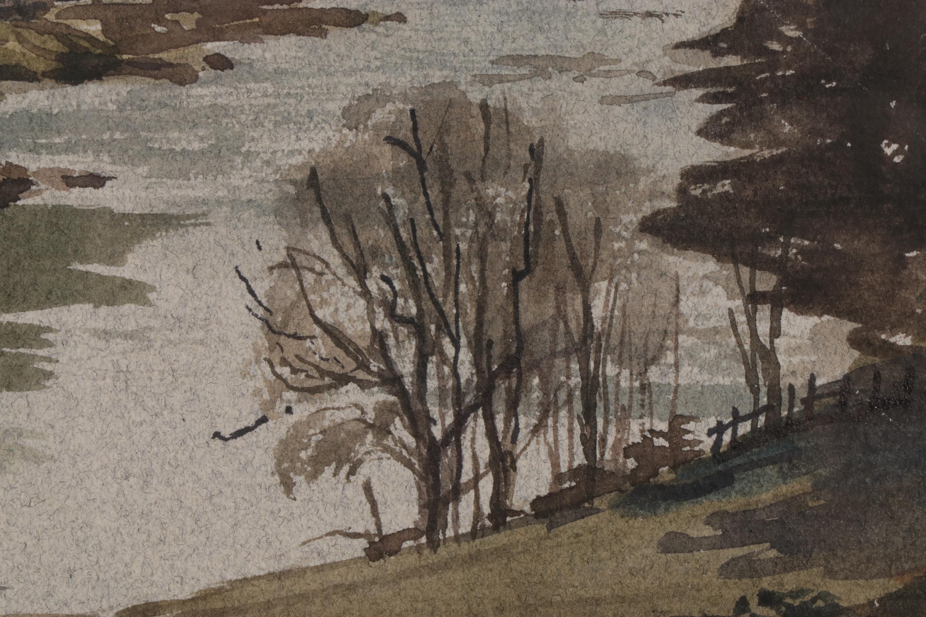 James Fletcher-Watson Watercolor Painting "The Wye New Abernant," 1970